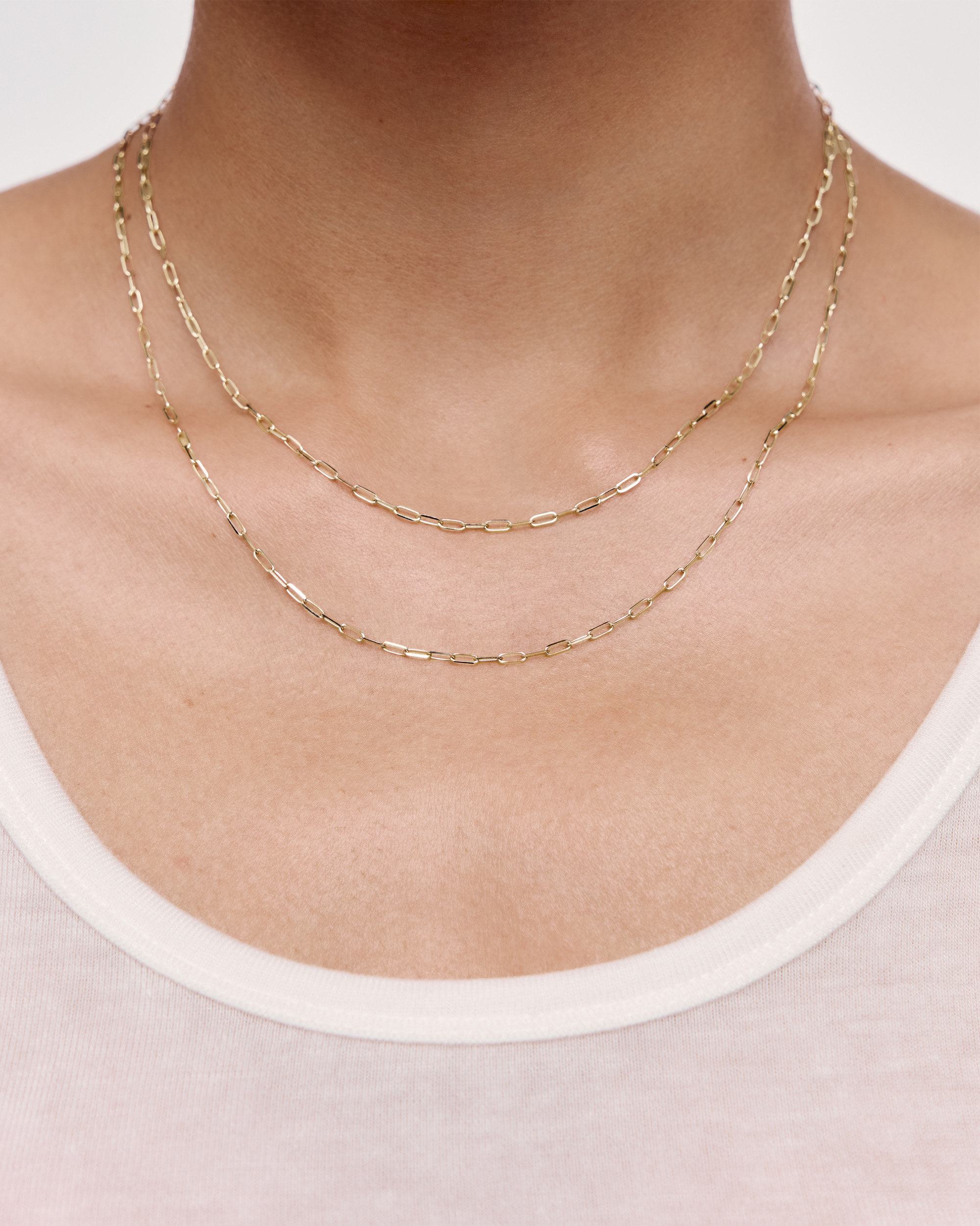Mini Paperclip Chain Necklace 18' in 14k Solid Gold | Jewellery by
