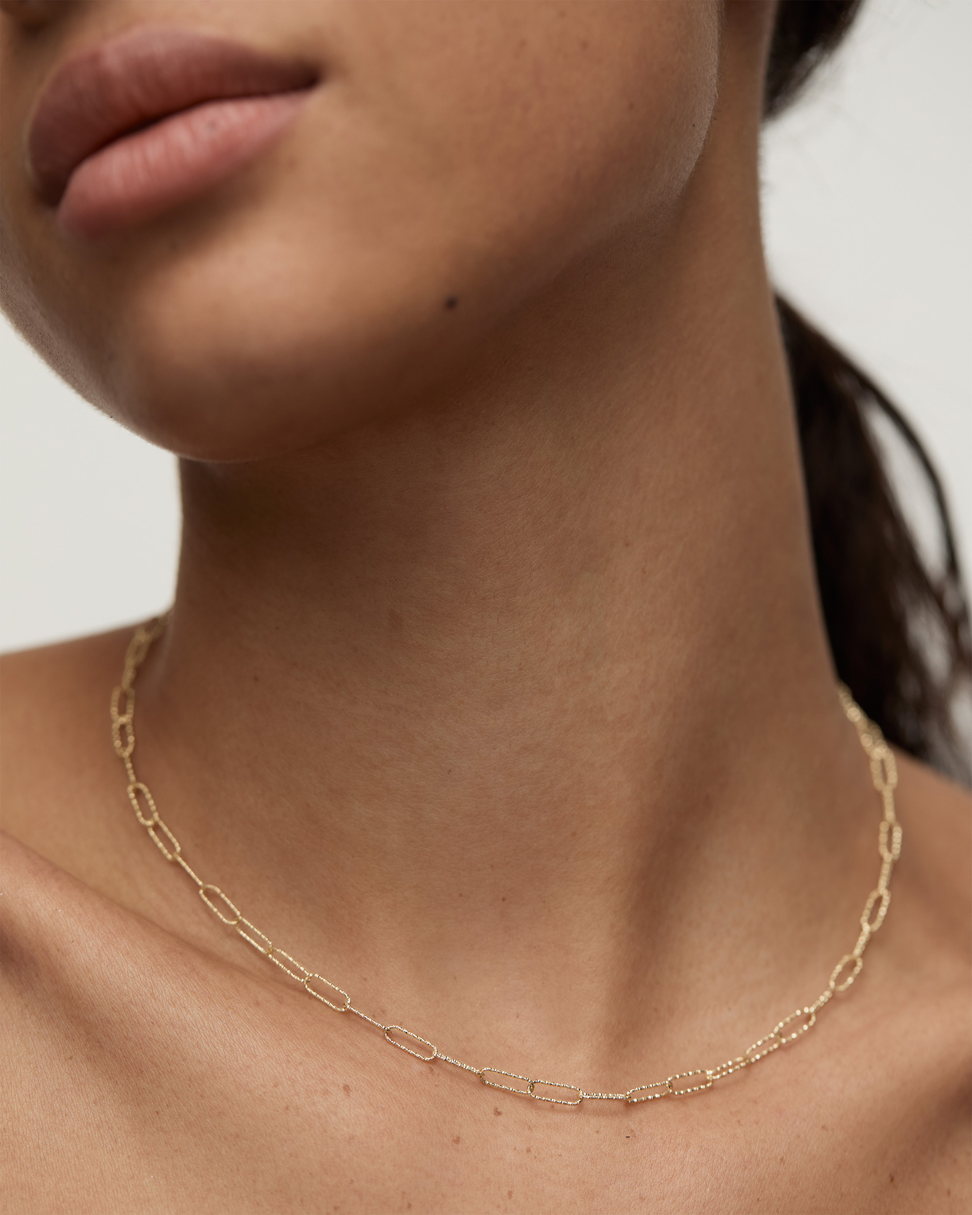 Alta Textured Chain Necklace 18' in 14k Solid Gold | Jewellery by
