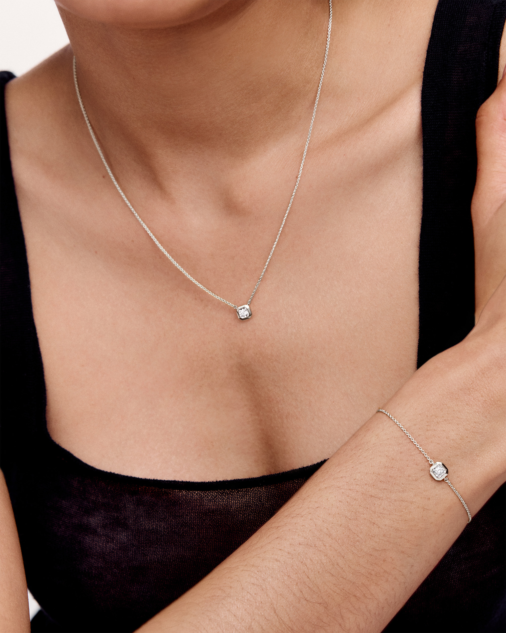Asscher Diamond Chain Set | Jewellery Sets | Monica Vinader