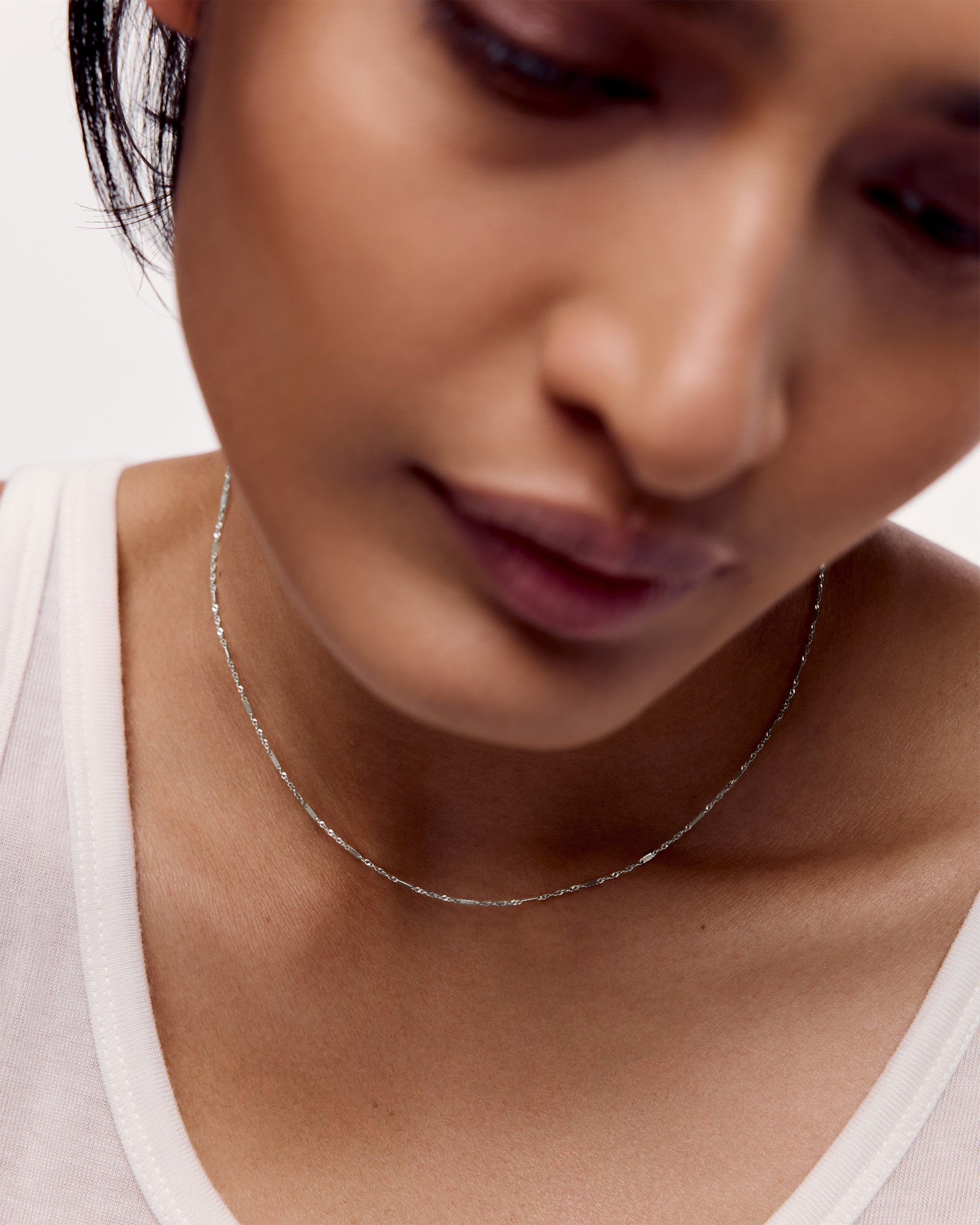 アクセサリー shermer necklace Shimmer Choker Chain Necklace 16' in 14k Solid White Gold