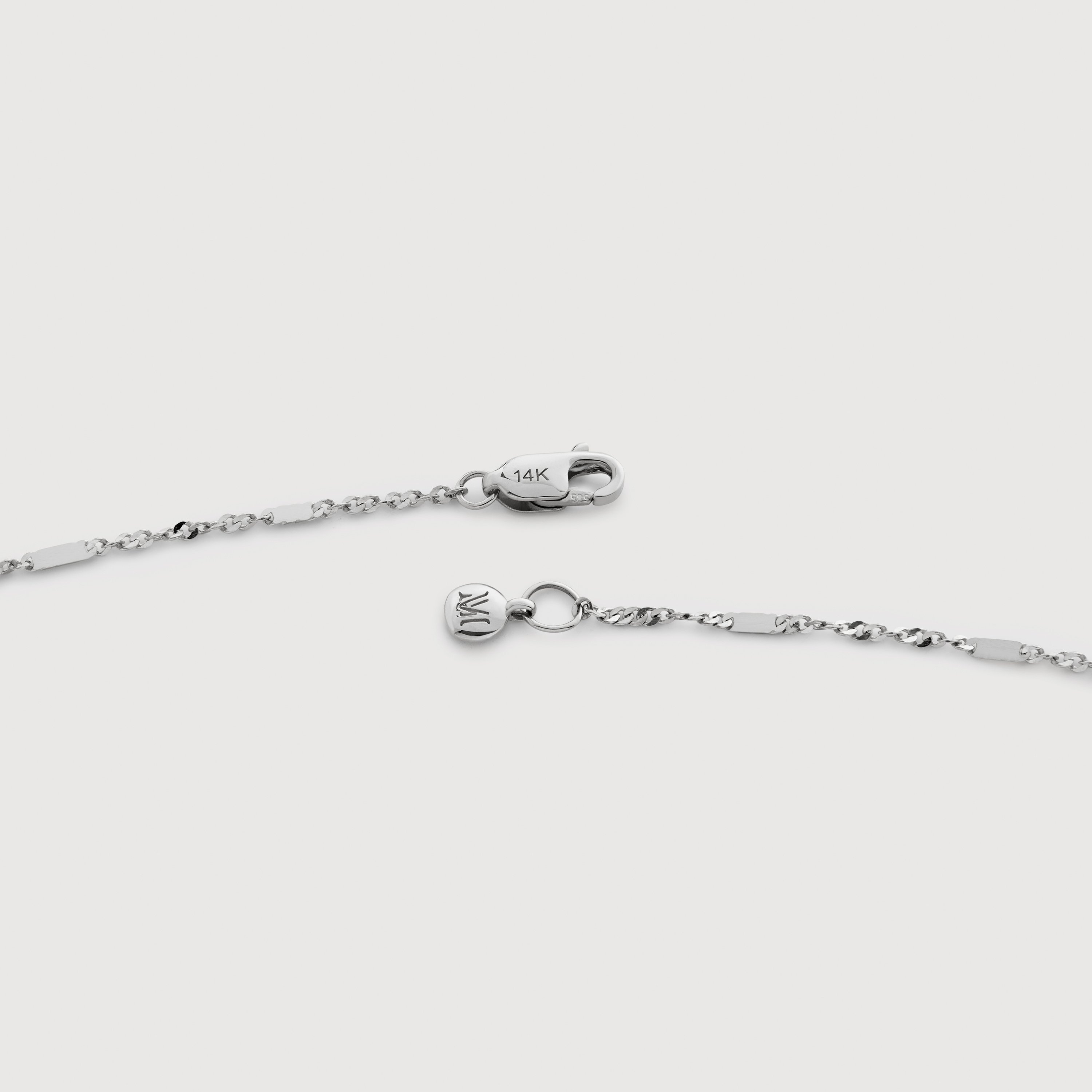 Shimmer Choker Chain Necklace 16' in 14k Solid White Gold