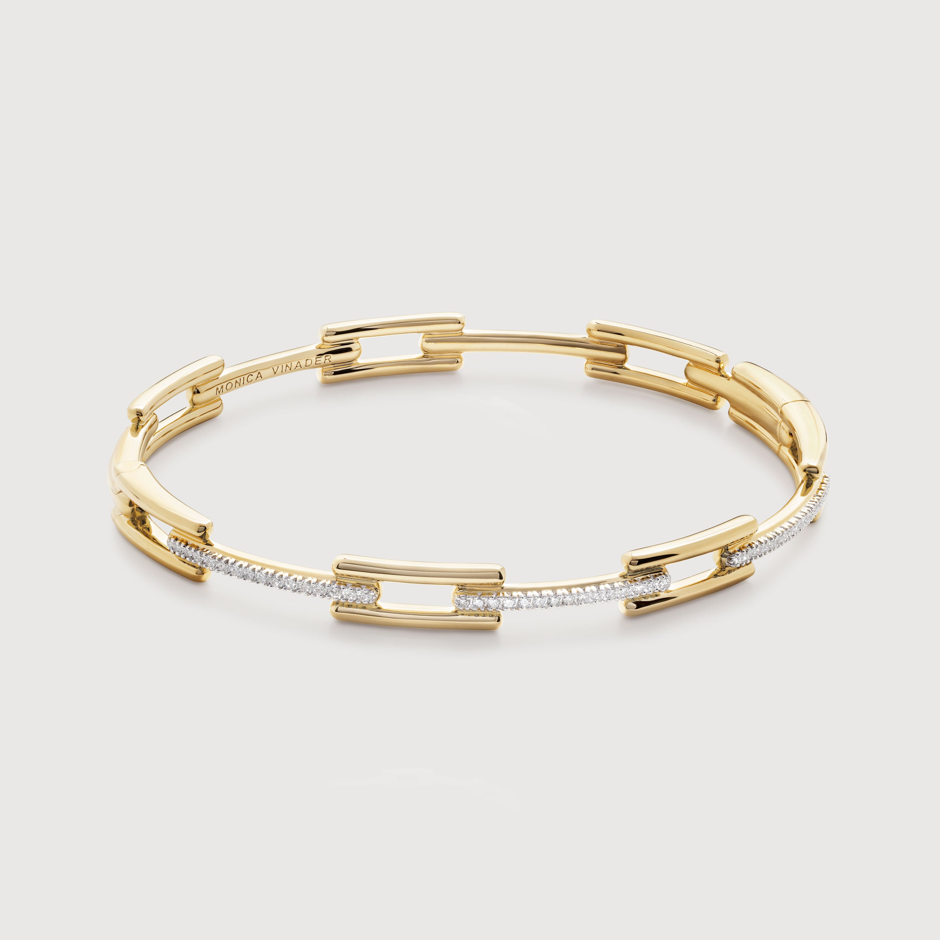 Lab Grown Diamond Signature Link Skinny Bangle in 14k Solid Gold