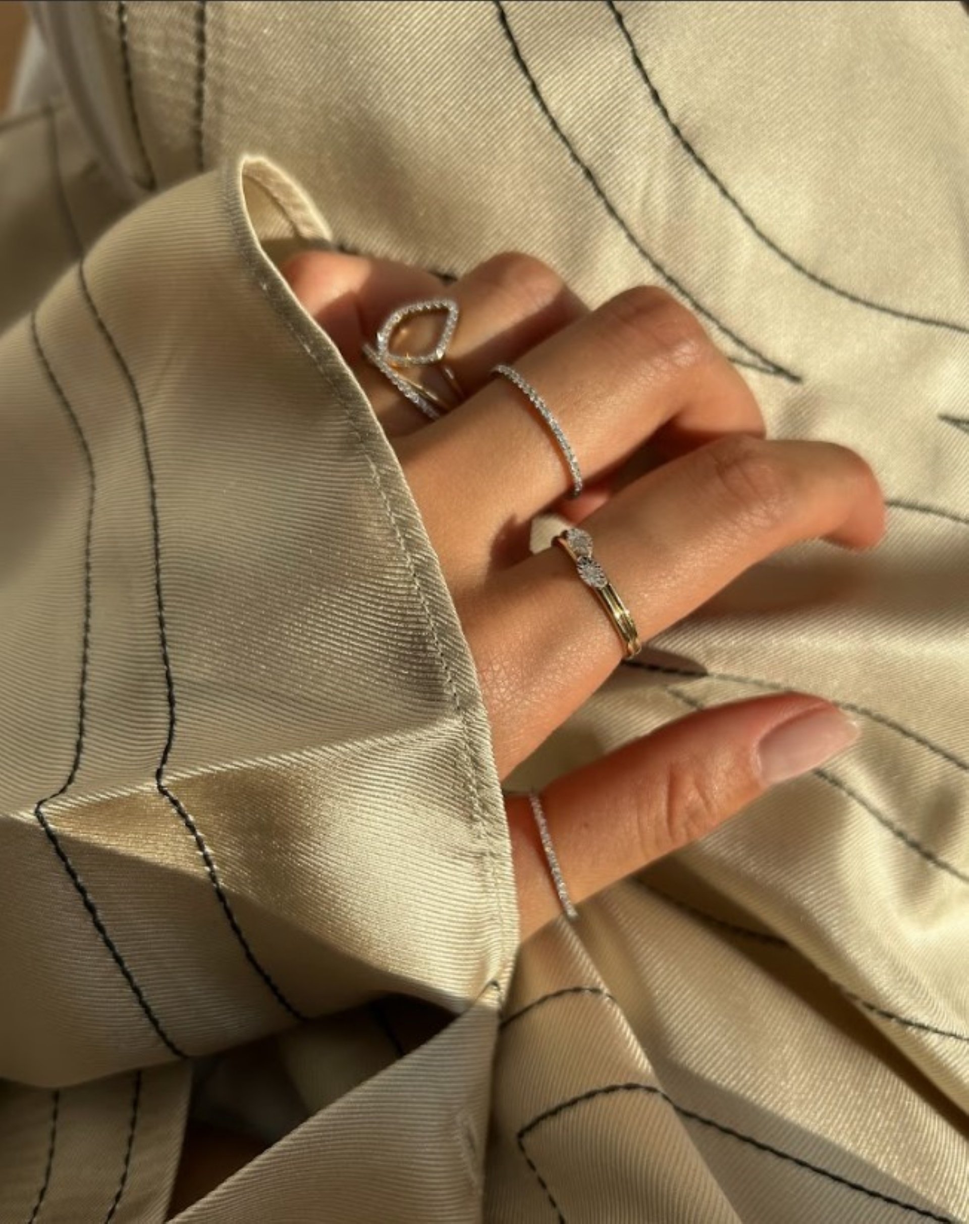 【MONICA VINADER】Marquise Diamond Ring ダイヤモンドリング Solid Gold Diamond Marquis Stacking Ring in 14ct Solid Gold