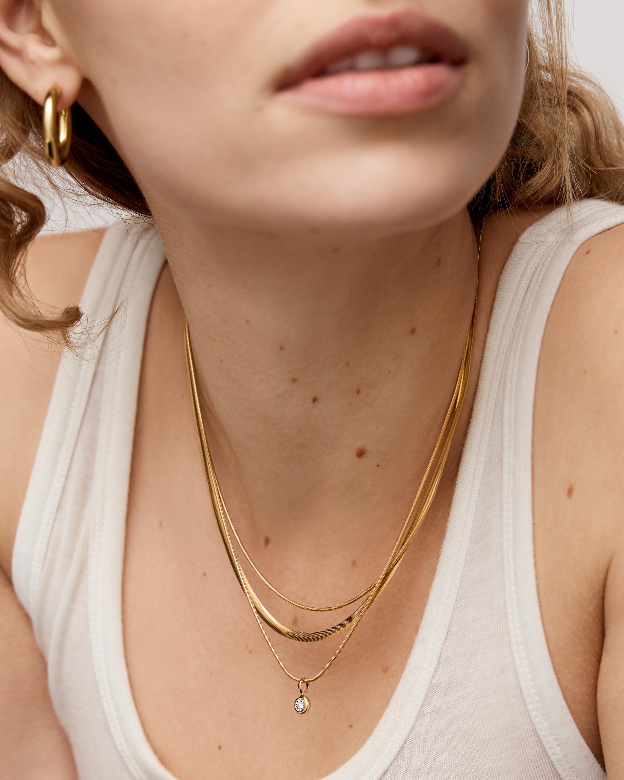Solitaire Diamond Snake Chain Necklace | Jewellery Sets | Monica 