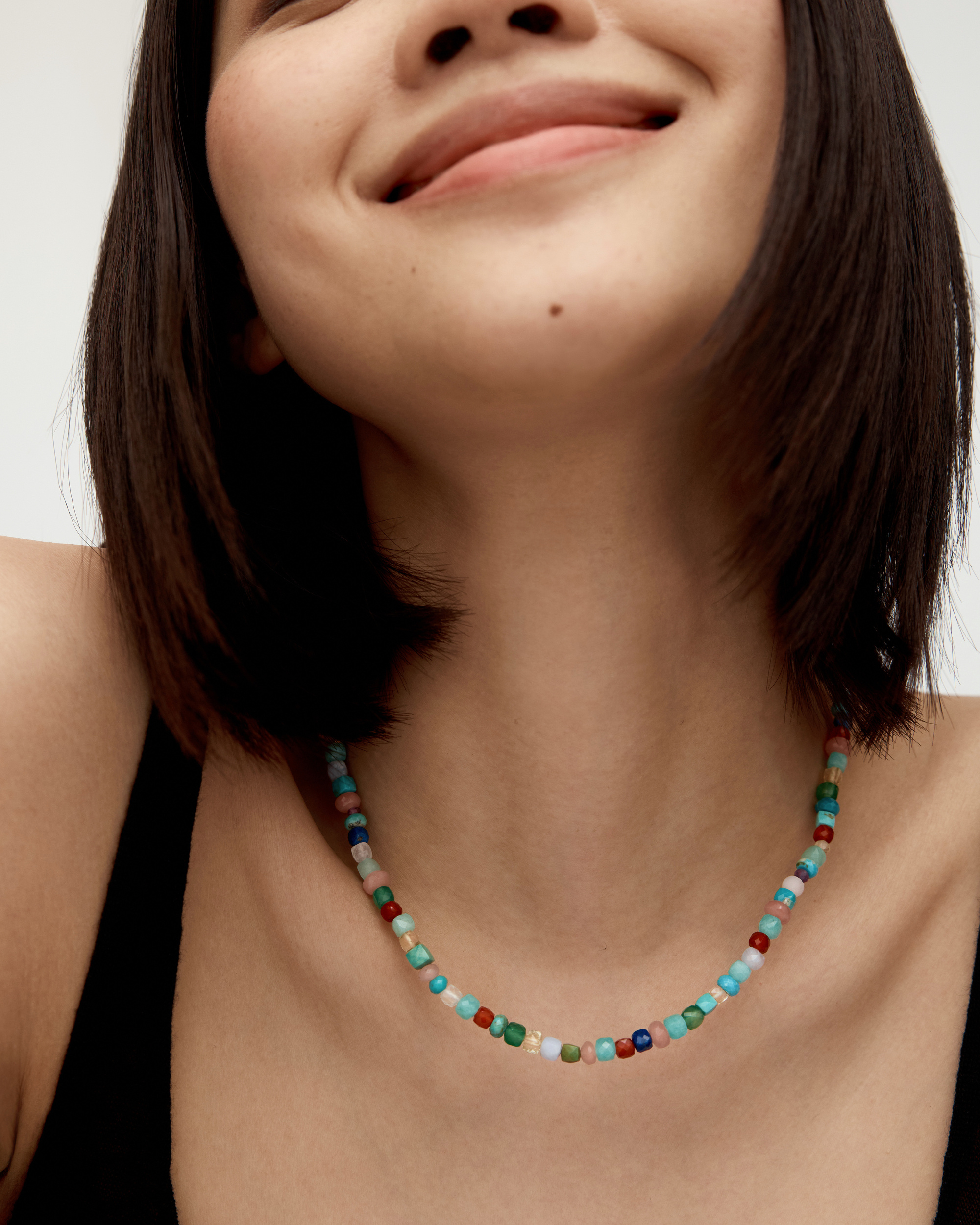 Freedom Multi Gemstone Beaded Necklace in 18k Gold Vermeil on