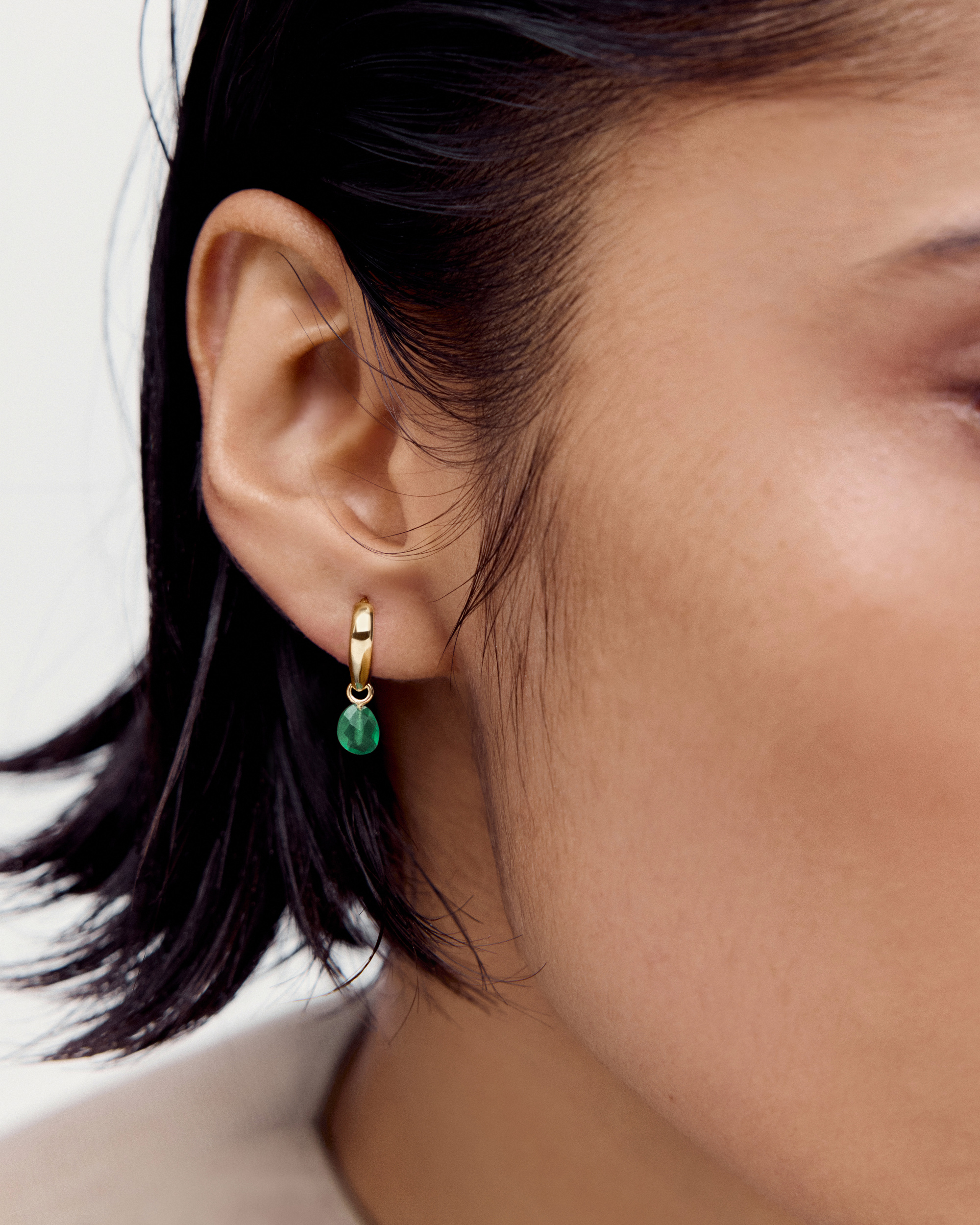 Nura Gemstone Huggie Earrings in 18k Gold Vermeil on Sterling
