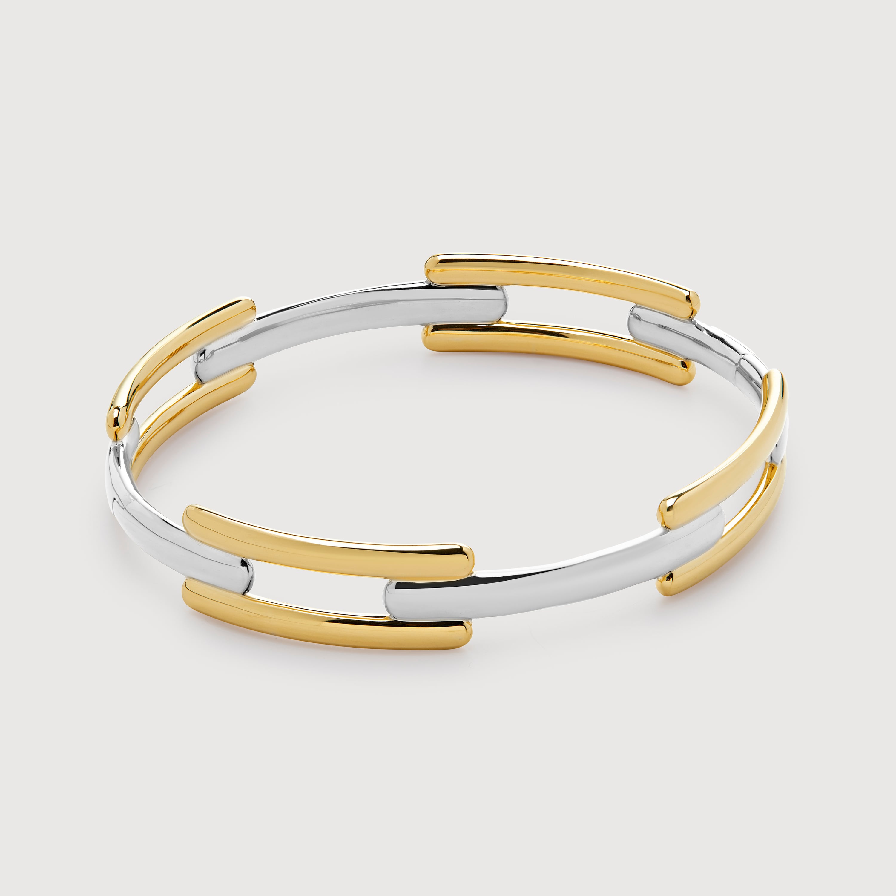 Signature Link Mixed Metal Bangle in 18k Gold Vermeil on Sterling
