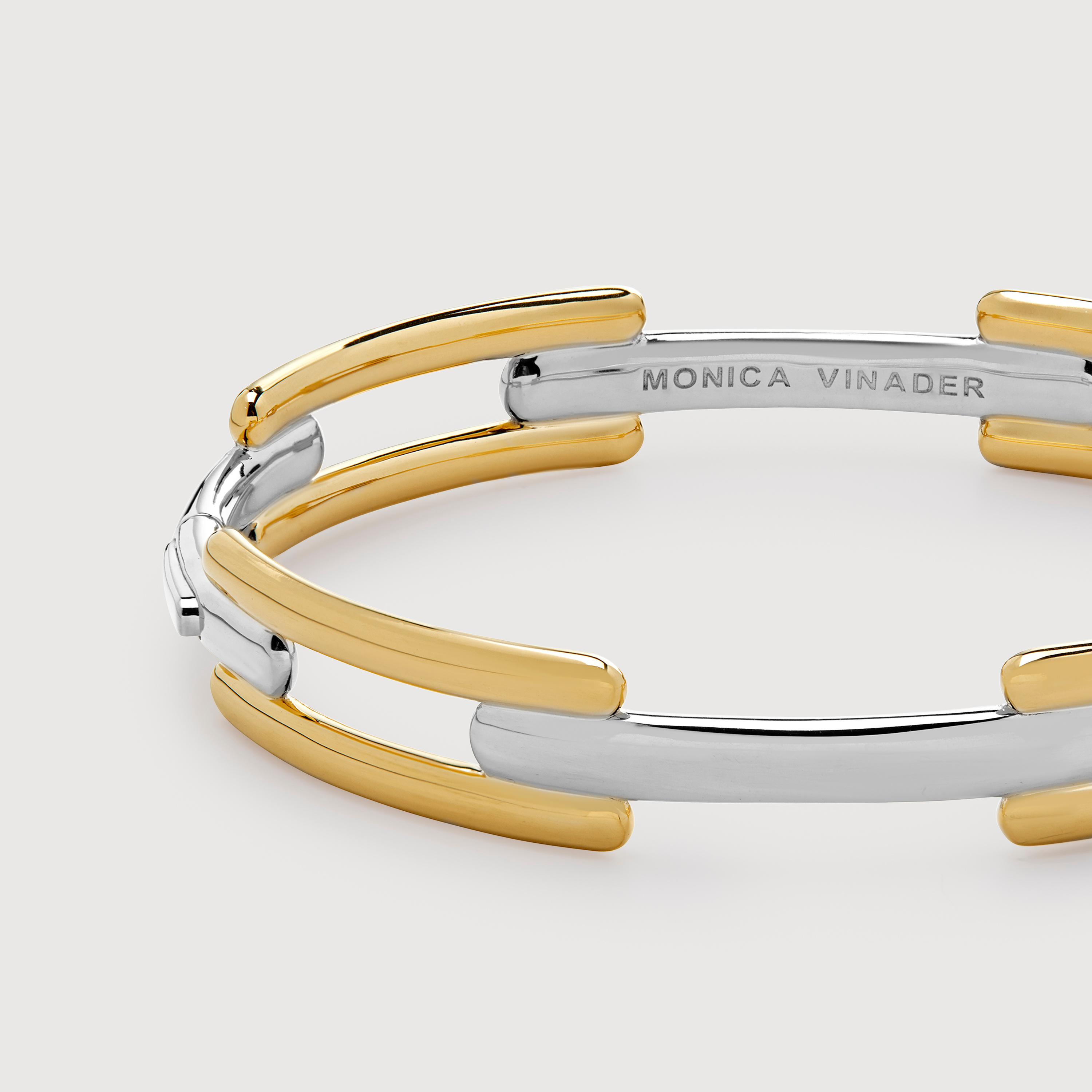 Signature Link Mixed Metal Bangle in 18k Gold Vermeil on Sterling
