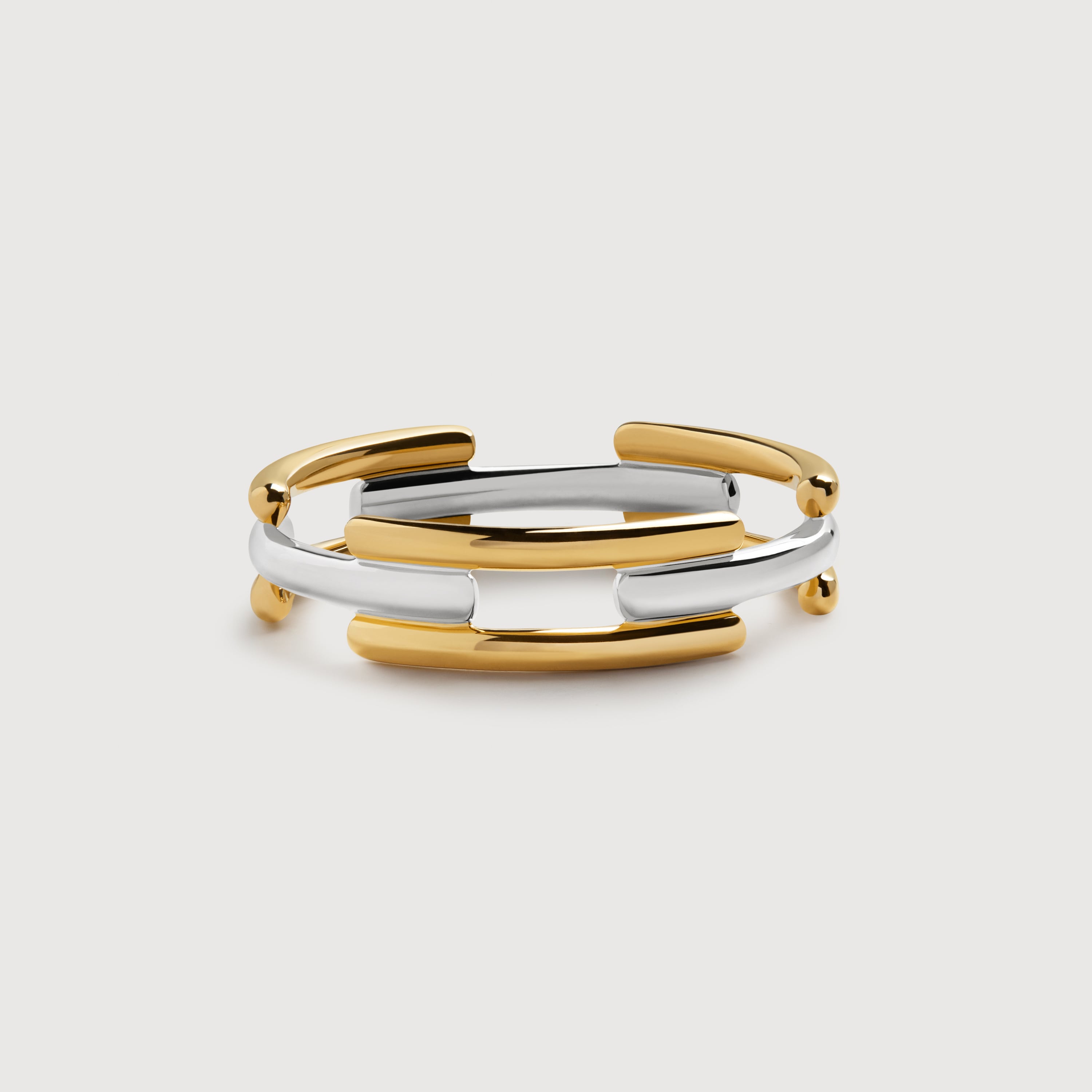 minami jewelry O-020 silver(見た目はgoldです) Signature Link Mixed Metal Stacking Ring in 18k Gold Vermeil on