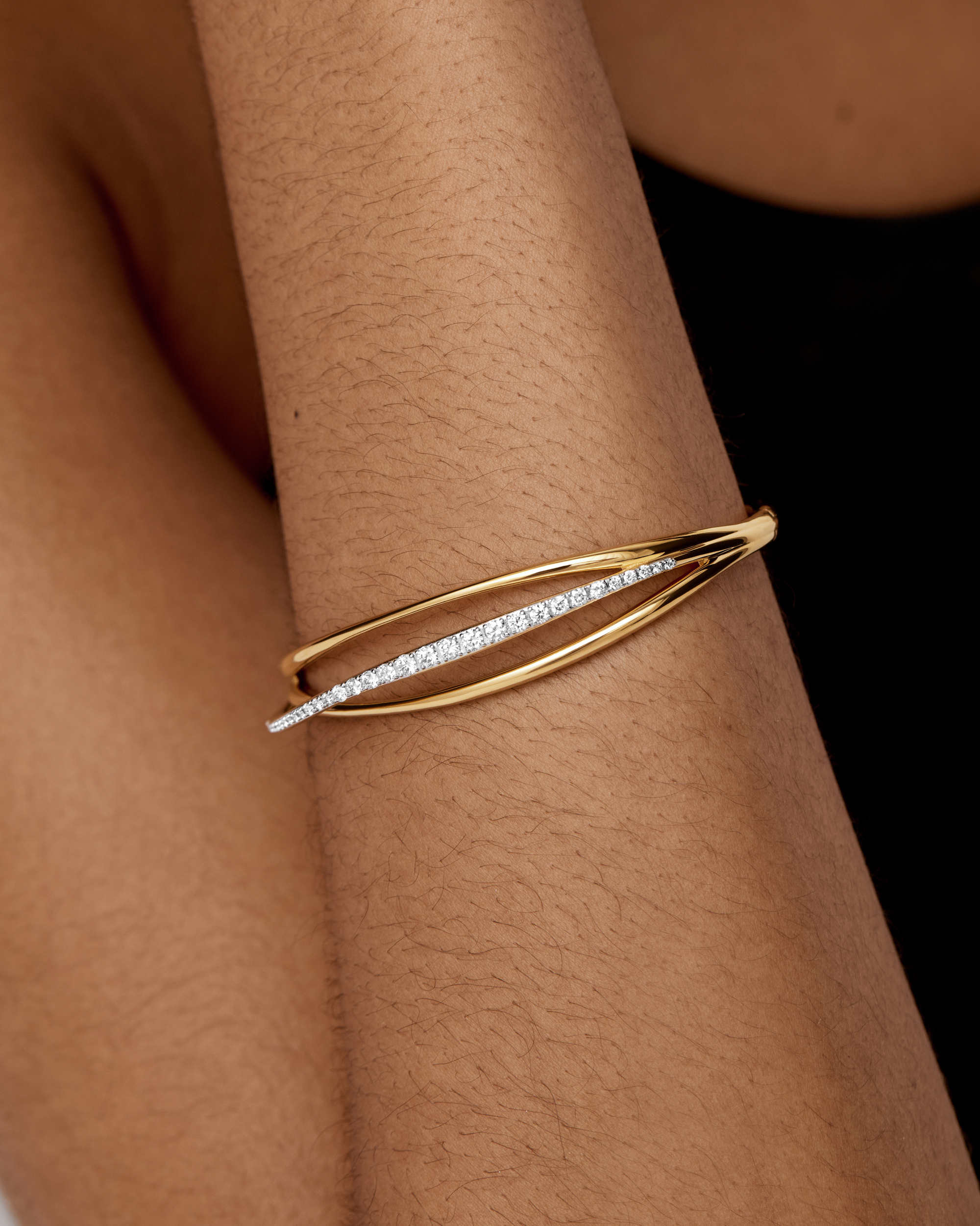 Nura Wrap Pavé Diamond Bangle in 18k Gold Vermeil on Sterling