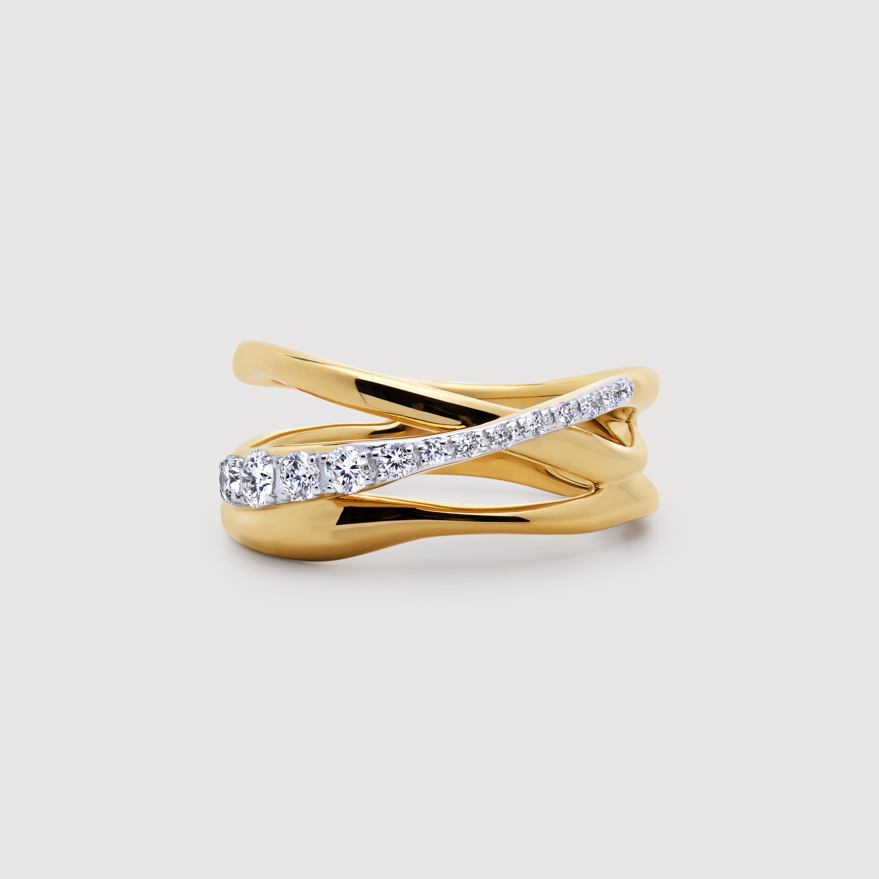Nura Pavé Diamond Crossover Ring in 18k Gold Vermeil on Sterling