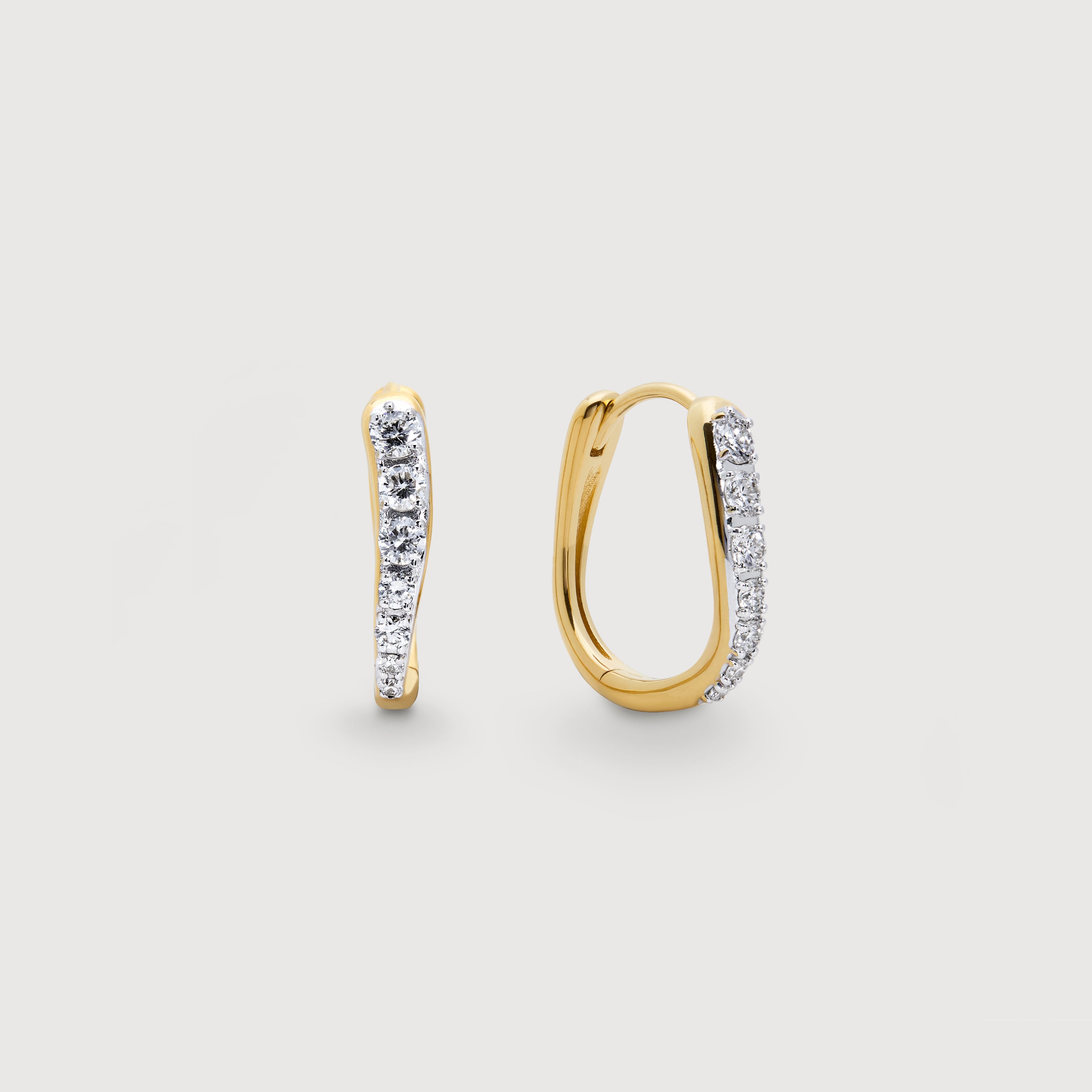 Riva Pavé Diamond Small Hoop Earrings in 18k Gold Vermeil on