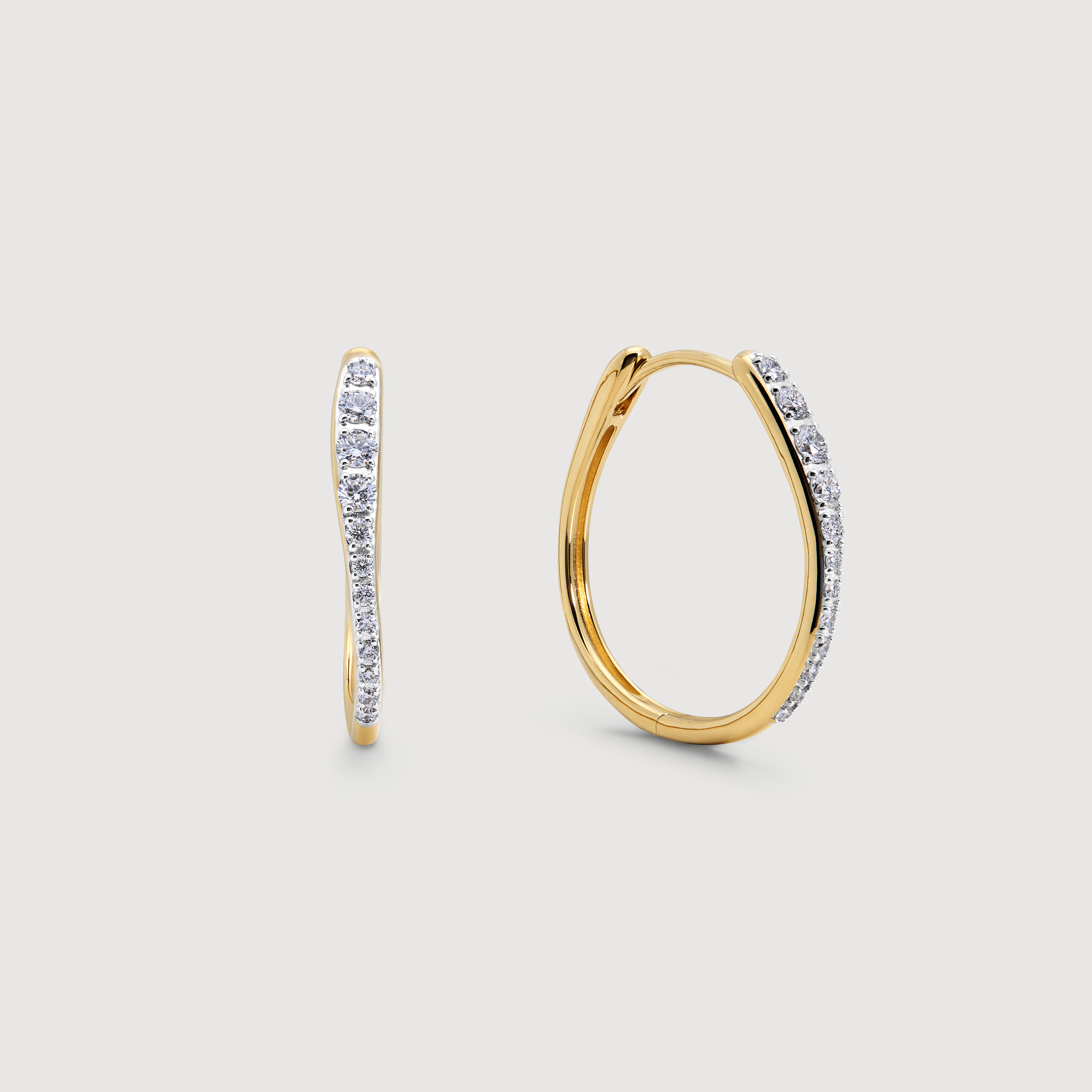 Riva Pavé Diamond Medium Hoop Earrings in 18k Gold Vermeil on