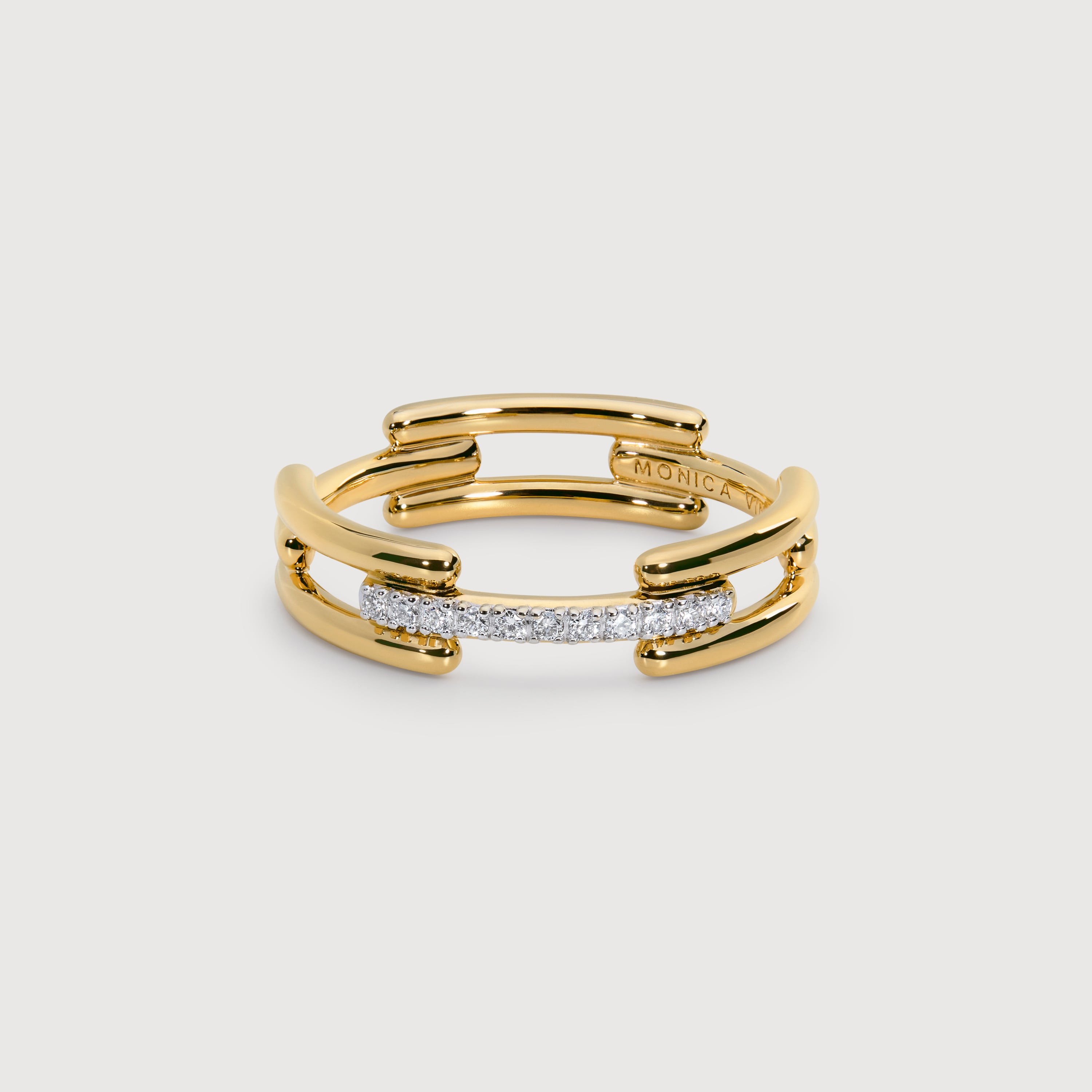 Signature Link Diamond Ring in 18k Gold Vermeil on Sterling Silver