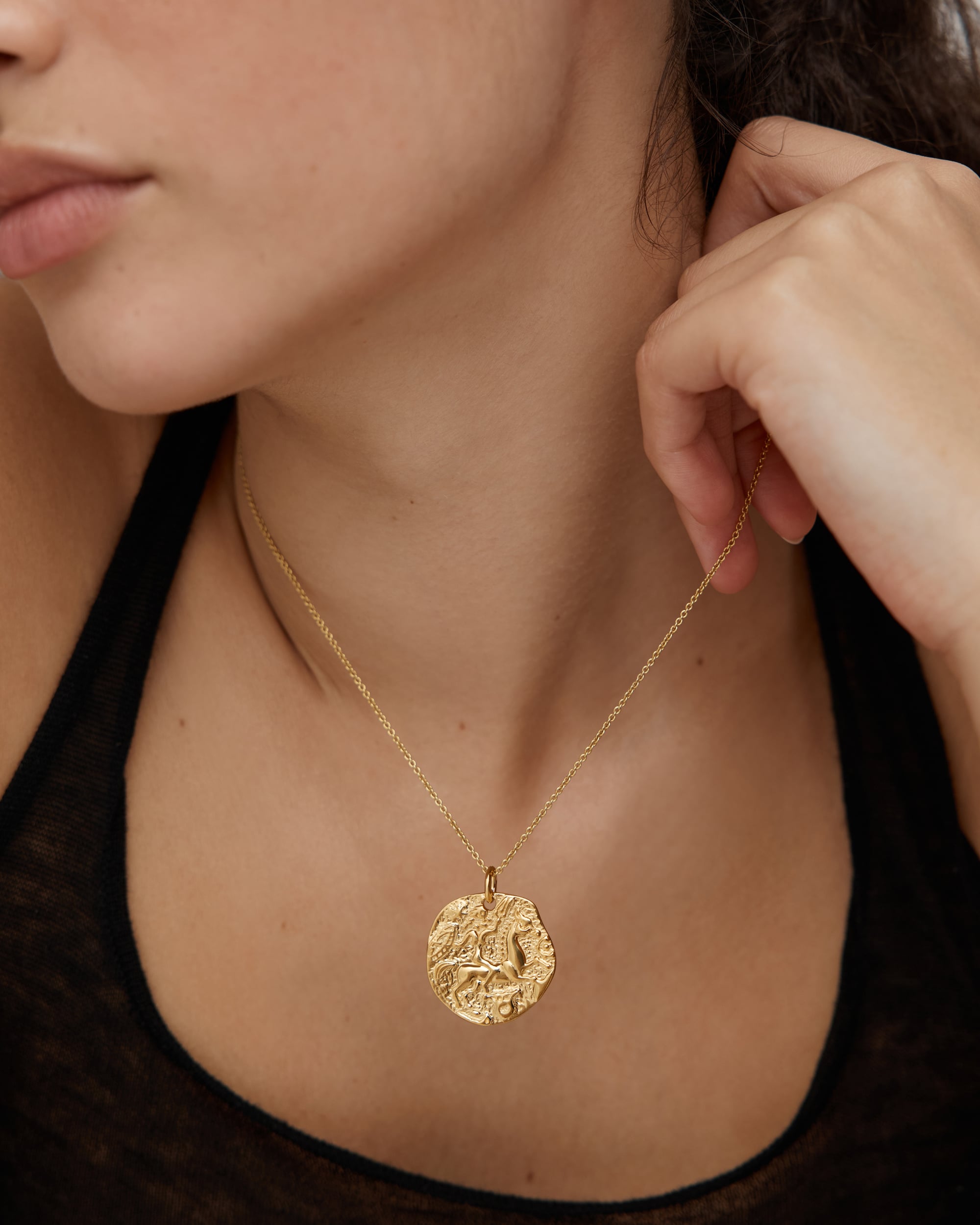 Goddess Coin Pendant in 18k Gold Vermeil on Sterling Silver 