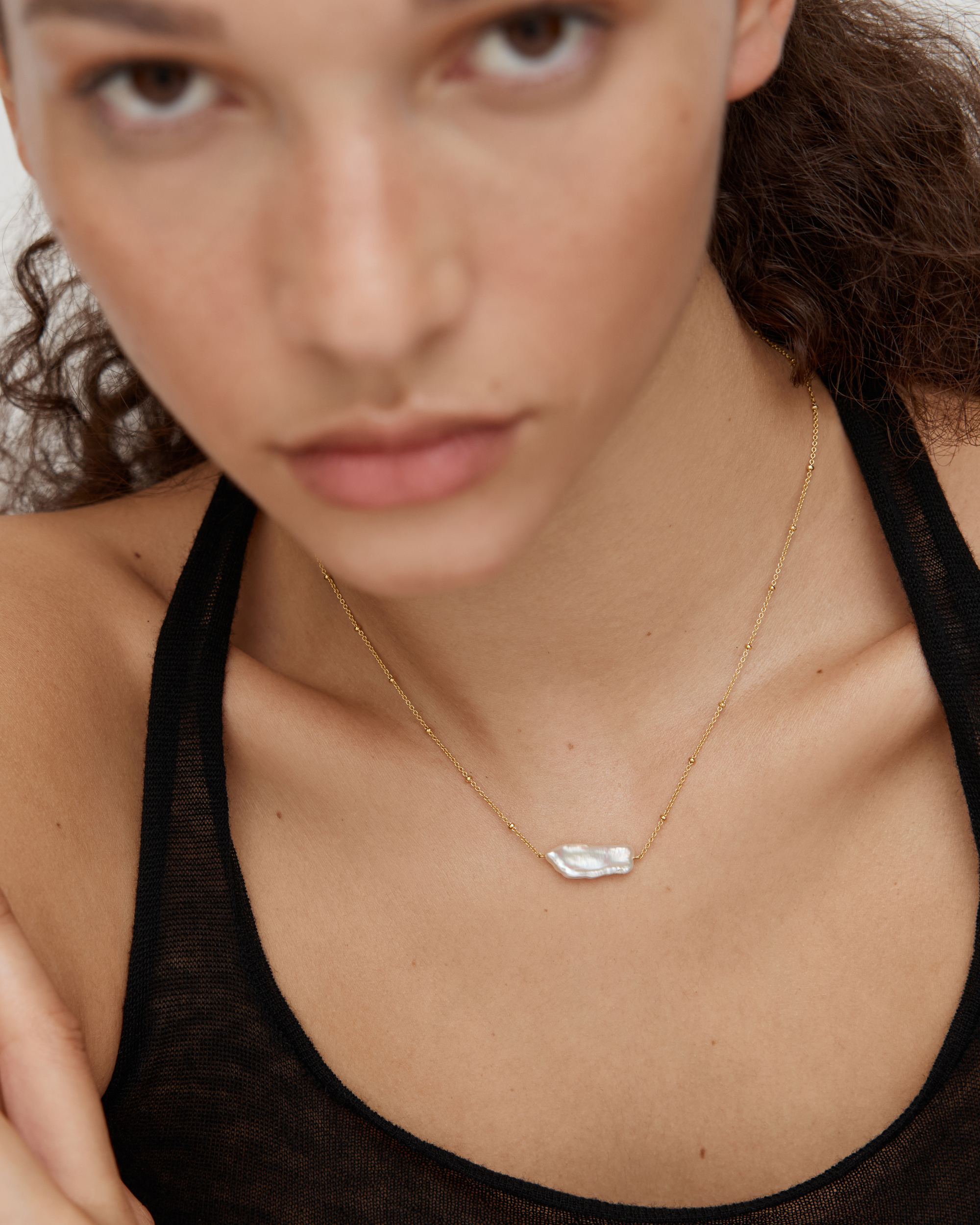 Nura Biwa Pearl Necklace in 18ct Gold Vermeil on Sterling Silver