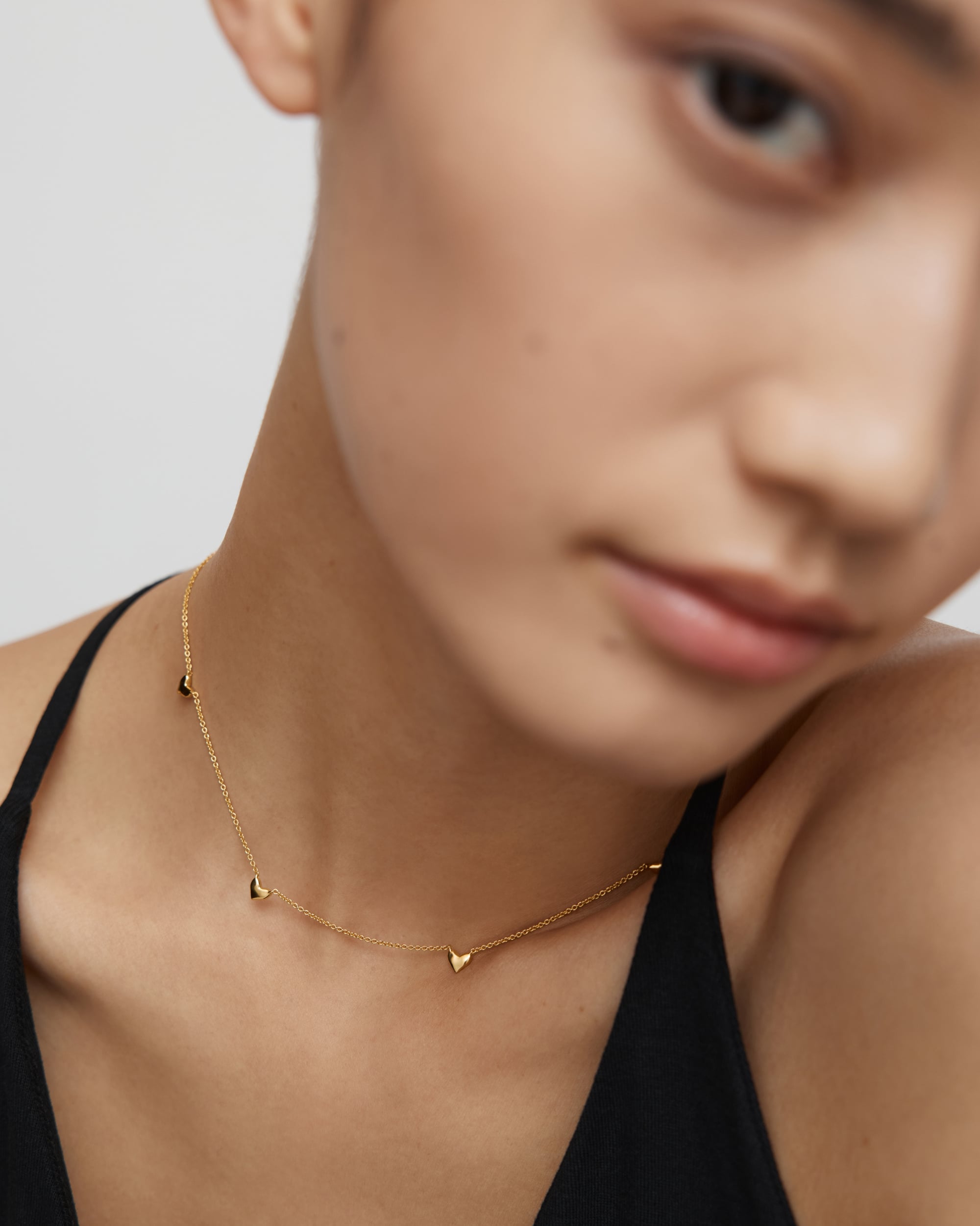 Heart Station Chain Necklace in 18k Gold Vermeil on Sterling