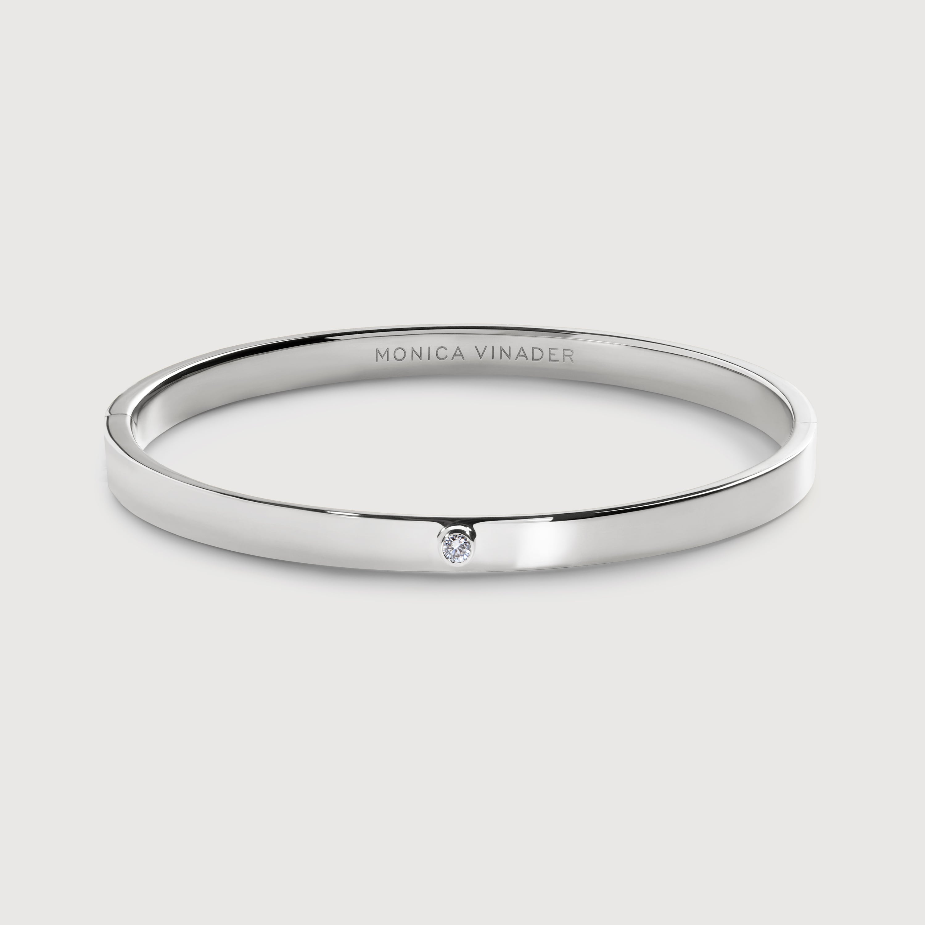 Lab Grown Diamond Solitaire Bangle in Sterling Silver and Lab 