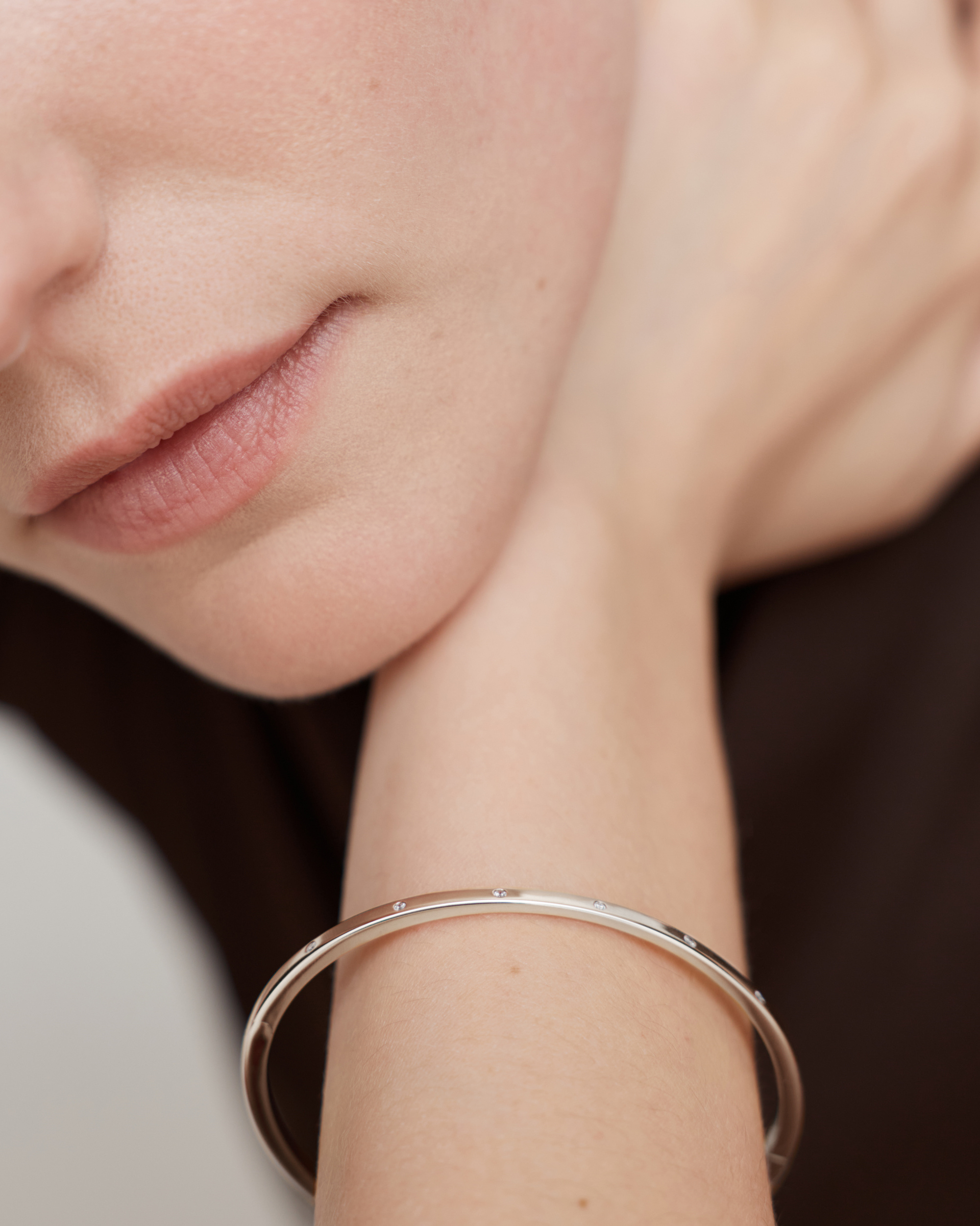 Essential Diamond Station Bangle in Sterling Silver and Lab Grown
