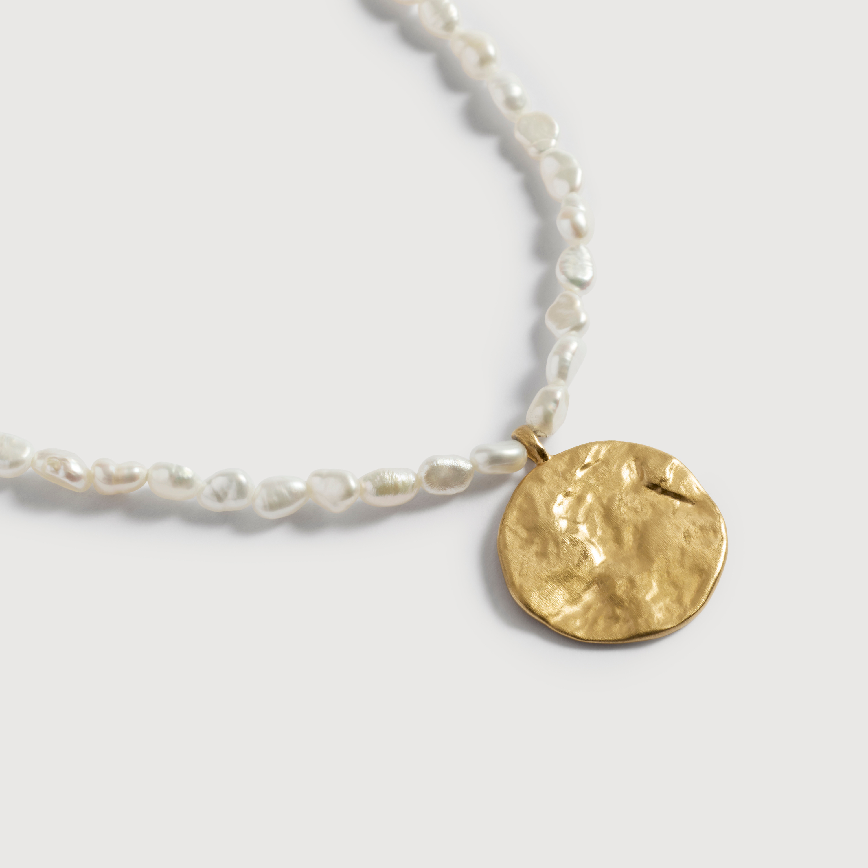 Capri Mini Keshi Pearl Disc Pendant Necklace Adjustable 41-46cm/16