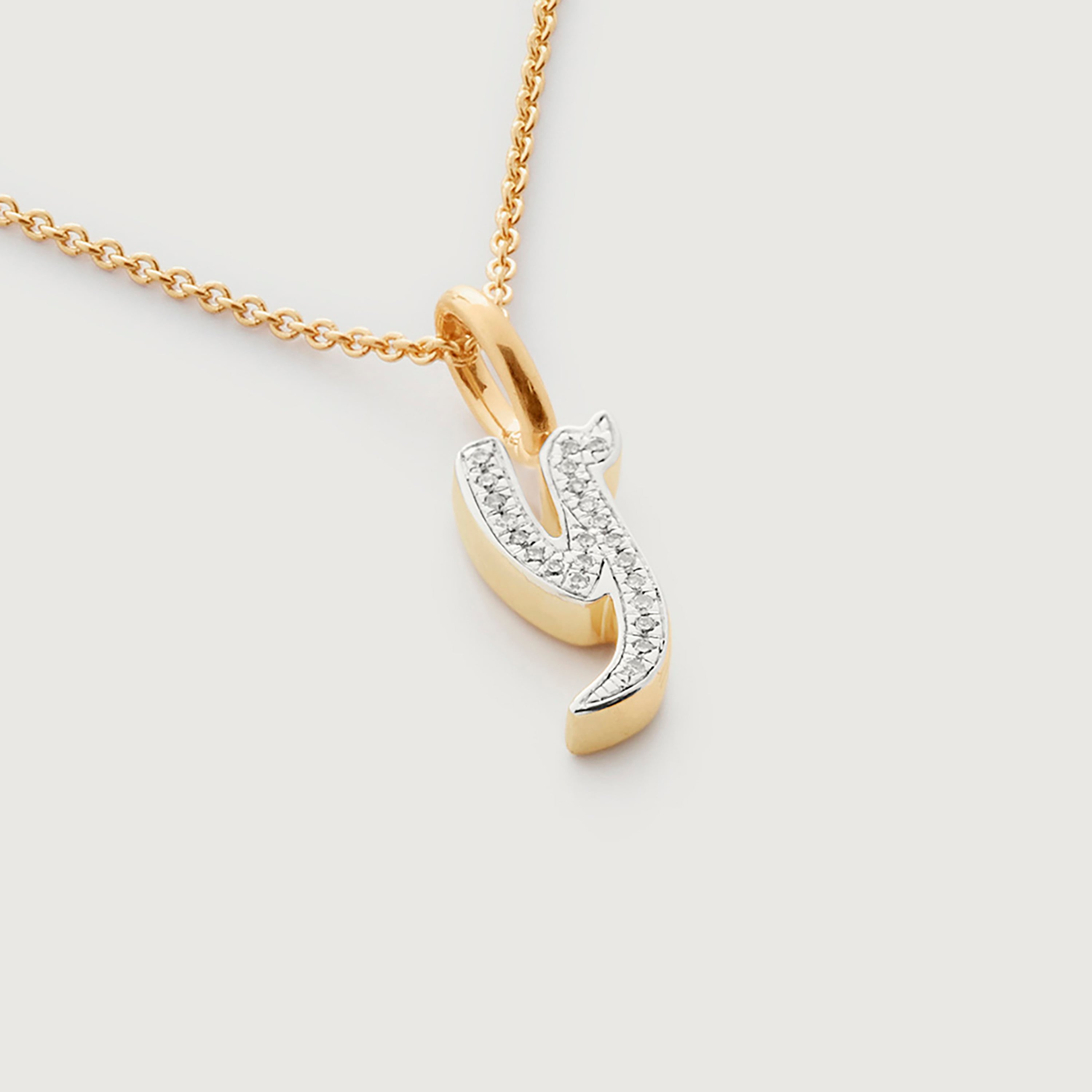 Alphabet Y Diamond Fine Chain Necklace Adjustable 46cm/18' in 18k