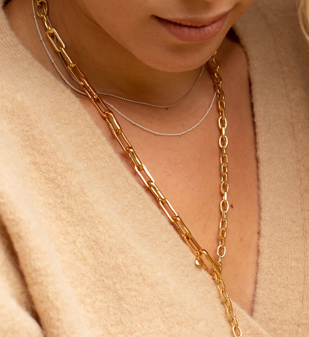 Fine Beaded Chain Necklace 4146cm/1618' in Sterling Silver