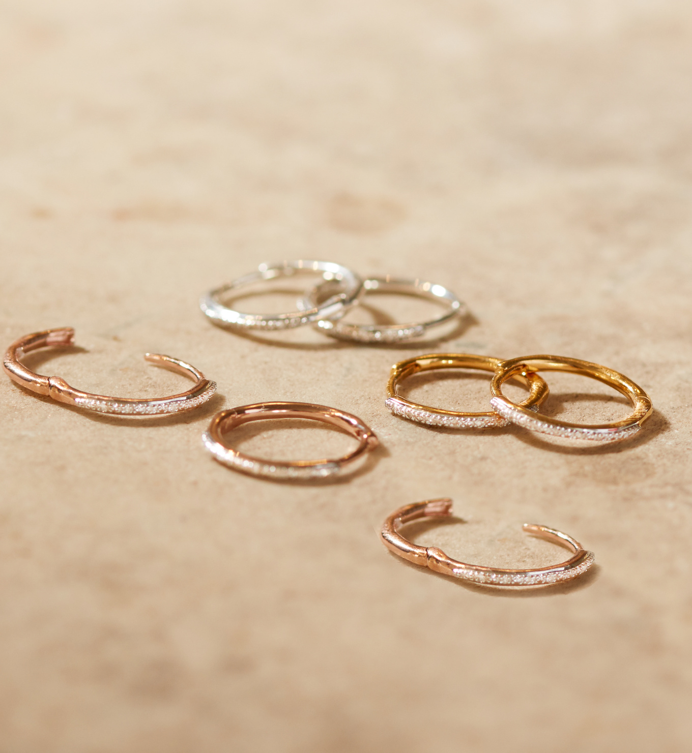 Riva Wave Medium Hoop Diamond Earrings in 18ct Gold Vermeil on Sterling