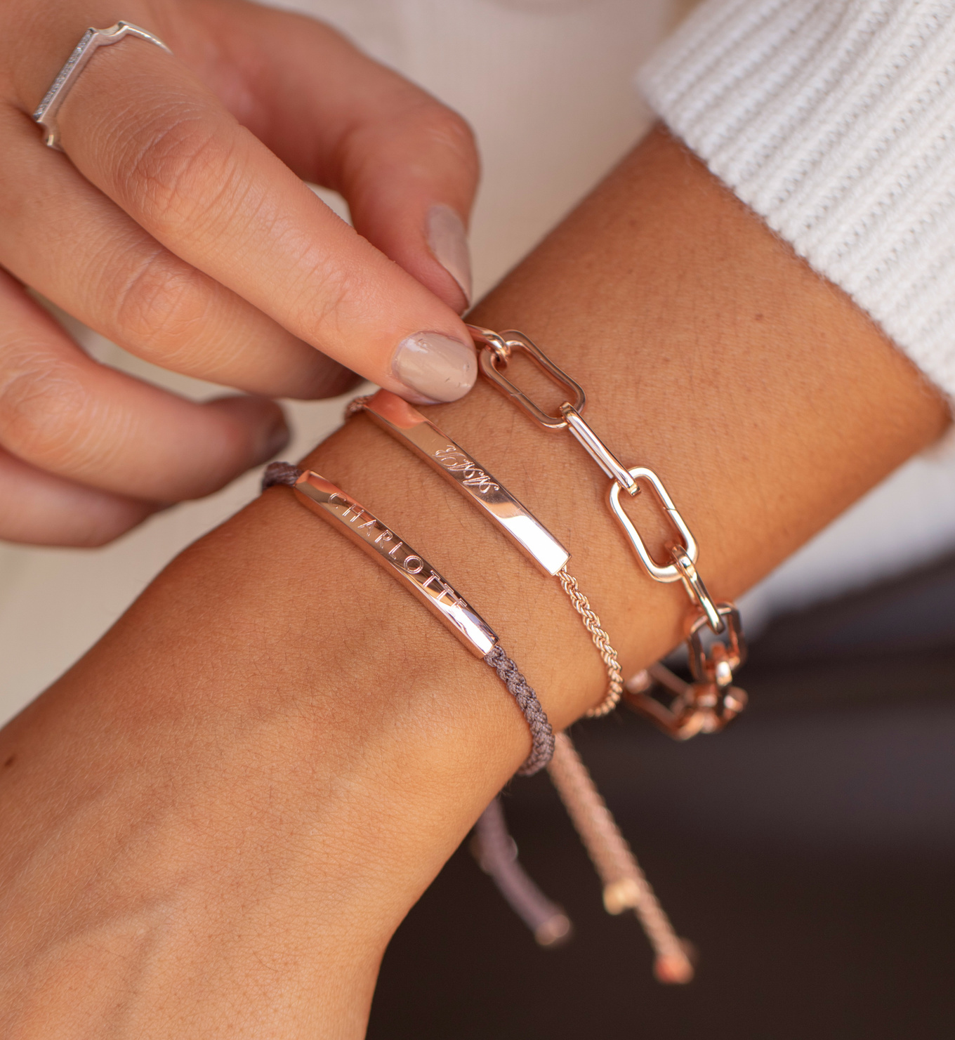 Linear Chain Bracelet in 18k Rose Gold Vermeil On Sterling Silver Jewellery by Monica Vinader