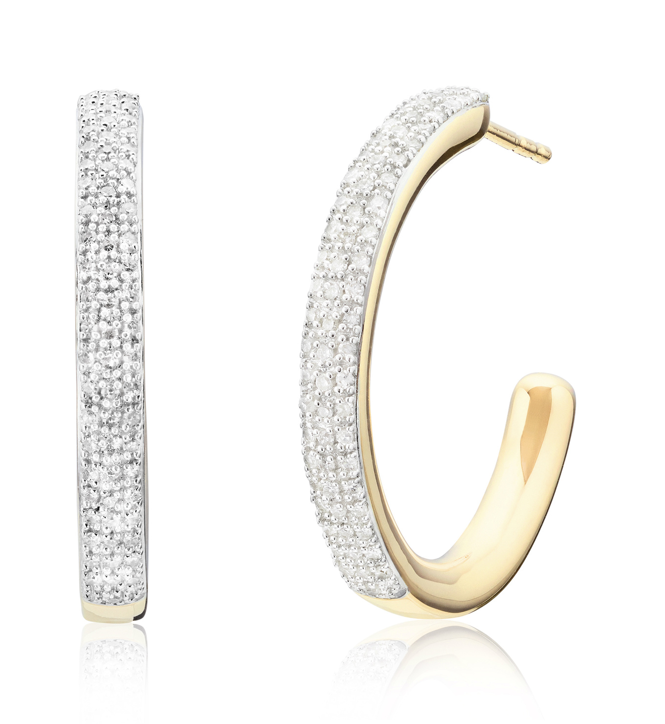 Fiji Large Hoop Diamond Earrings in 18ct Gold Vermeil on Sterling
