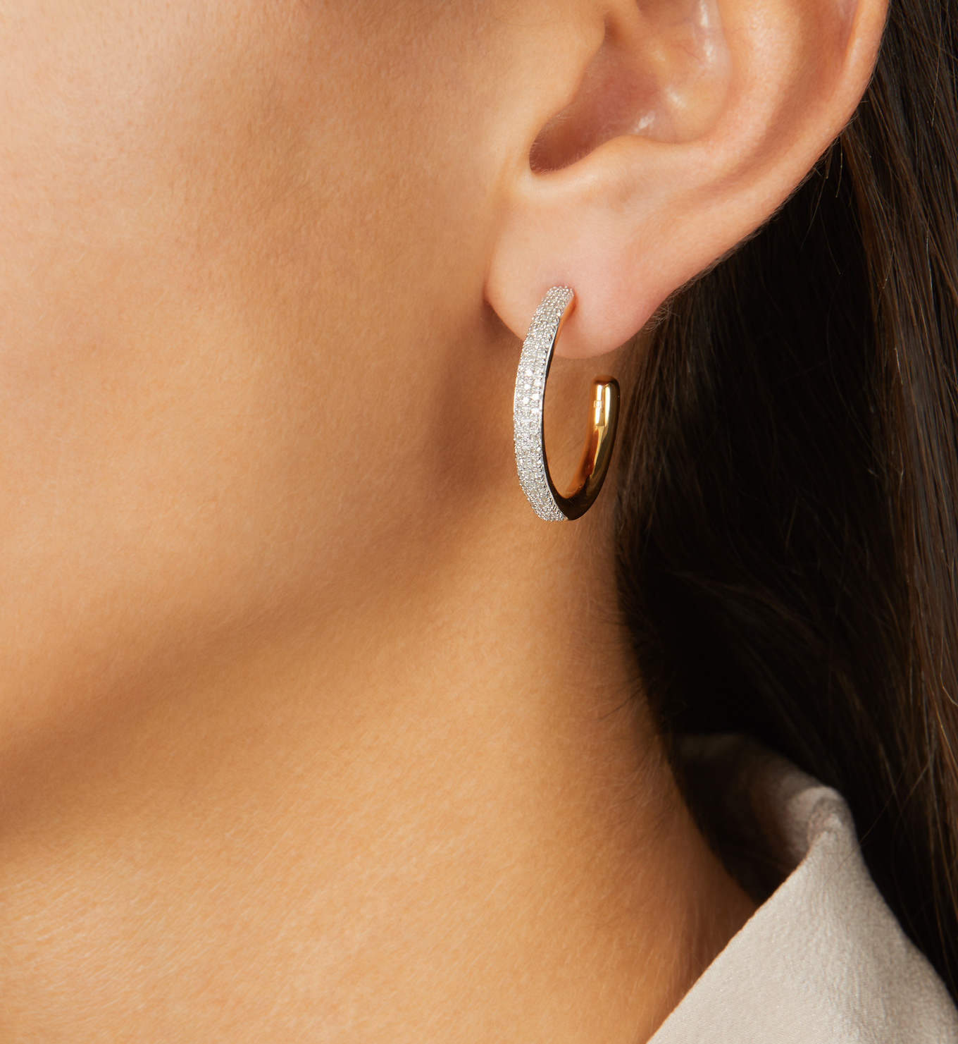 Fiji Large Hoop Diamond Earrings in 18ct Gold Vermeil on Sterling