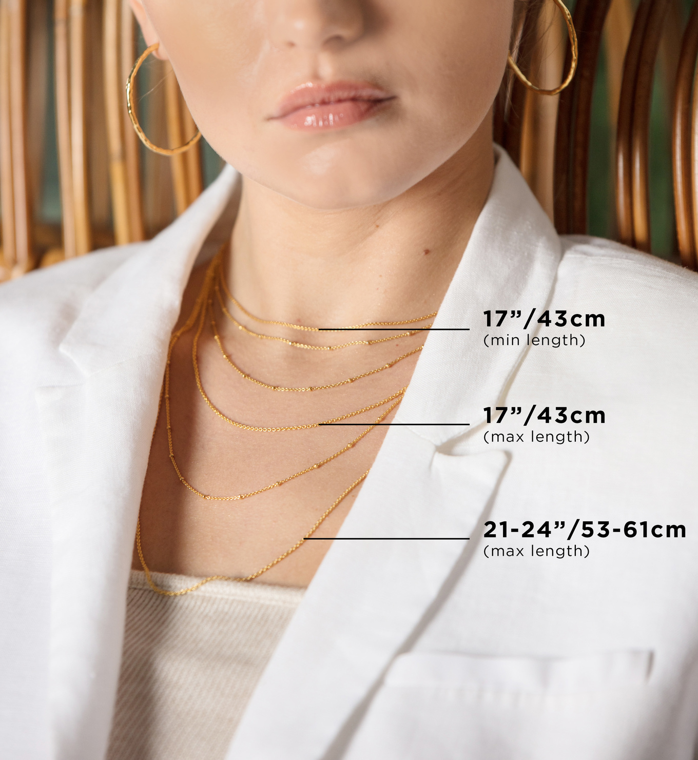 Fine Chain 24'/61cm with adjuster in 18ct Gold Vermeil on Sterling