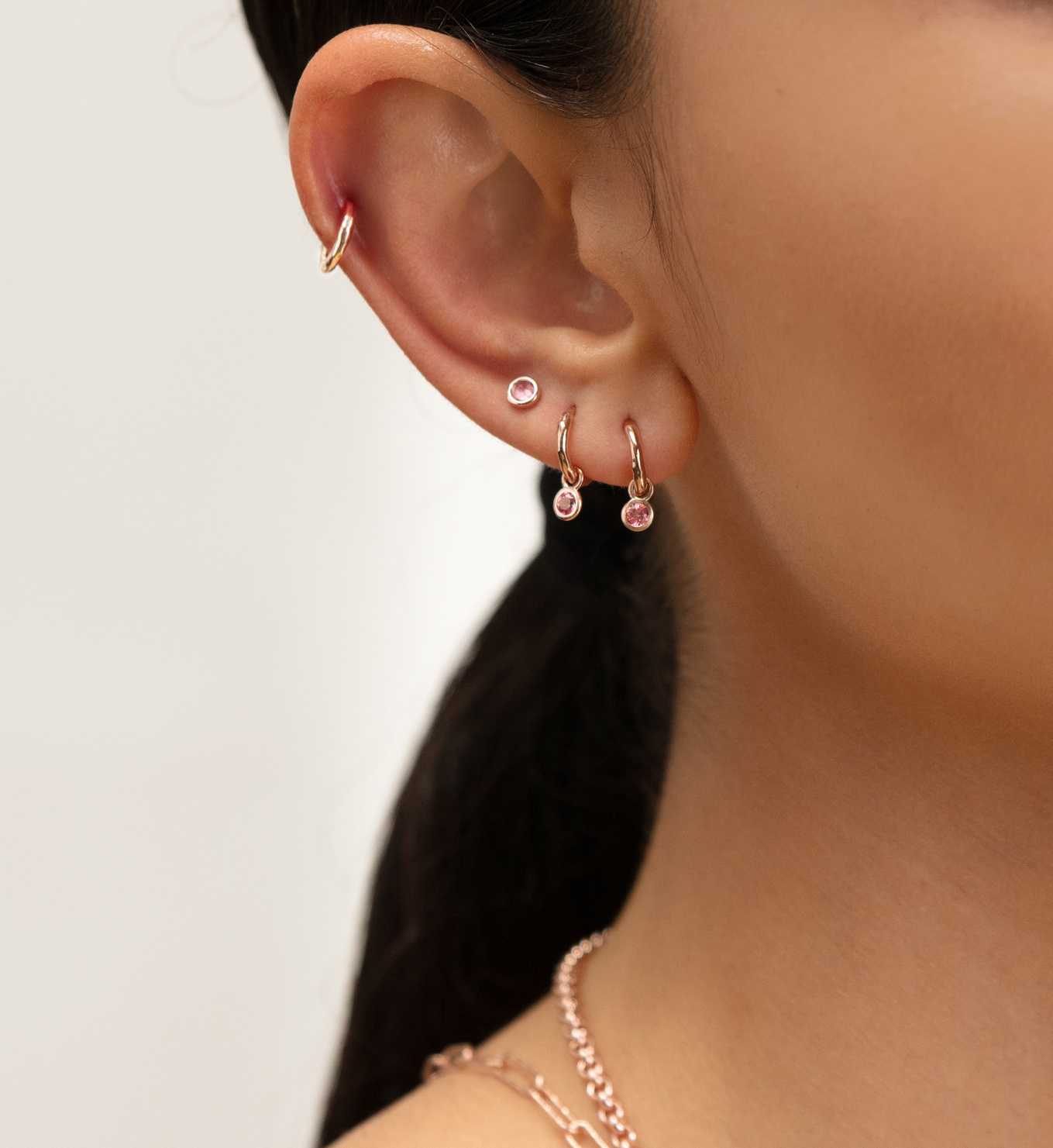 Mini Gem Stud Earrings in 18ct Rose Gold Vermeil on Sterling Silver and