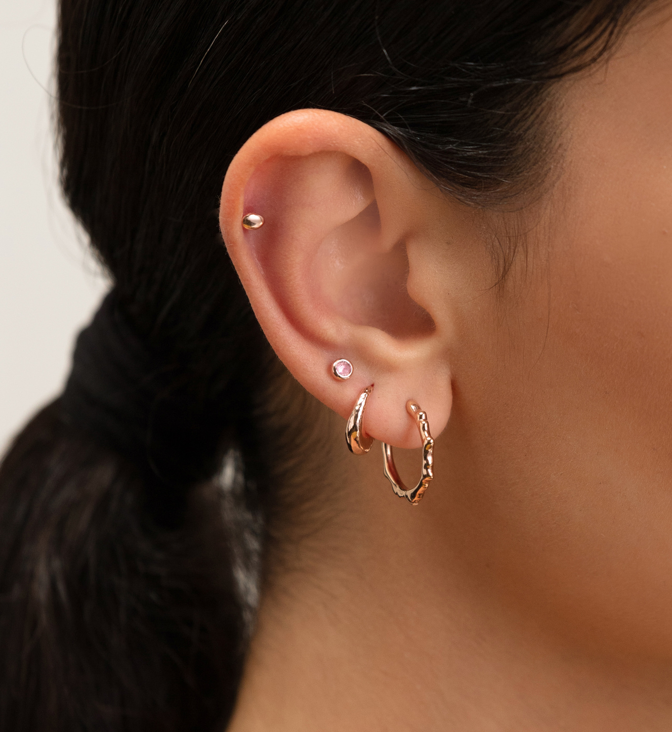 Mini Gem Stud Earrings in 18ct Rose Gold Vermeil on Sterling Silver and