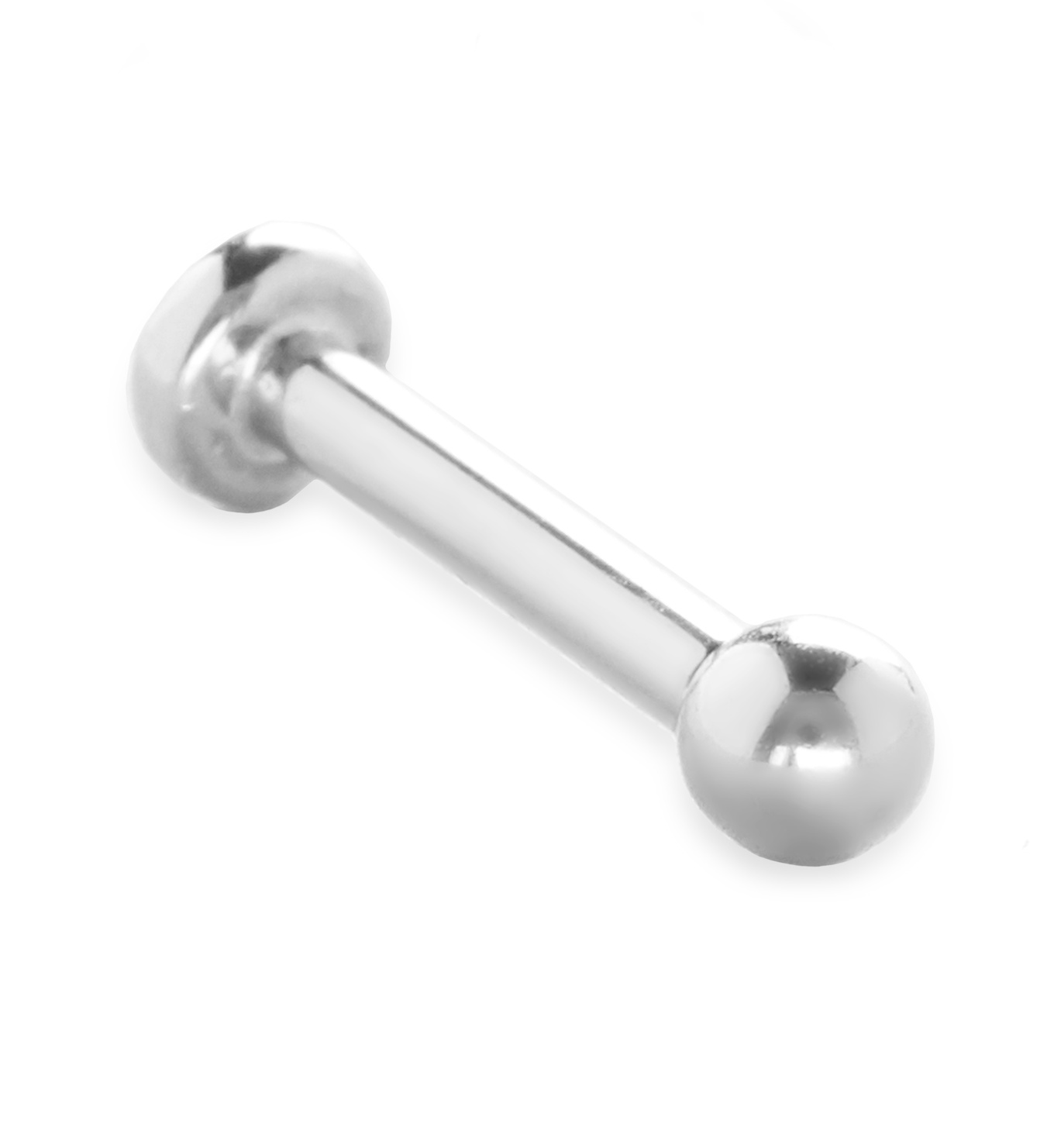 Solid Gold Ball Single Labret Earring 8mm in 14ct Solid White Gold