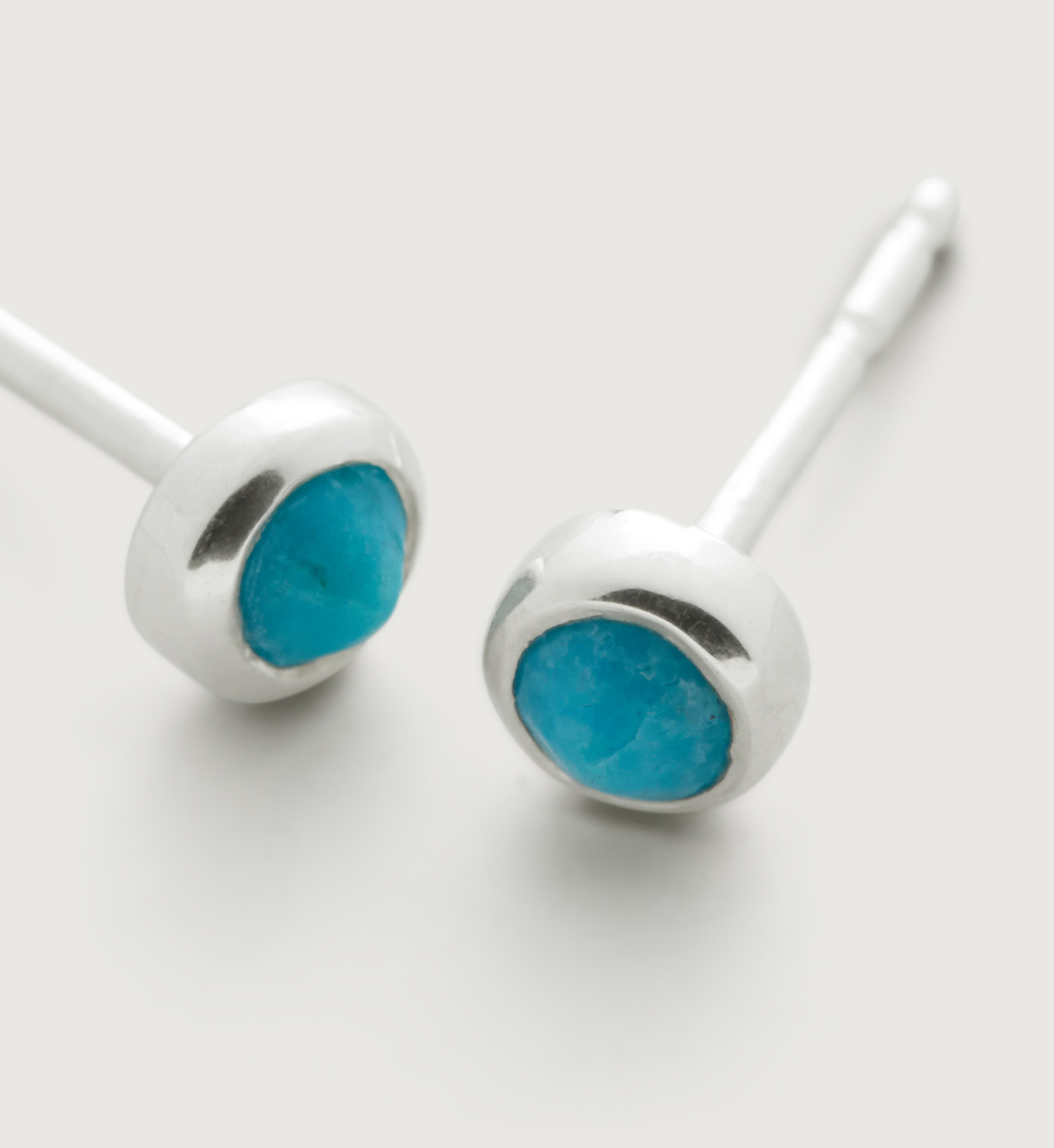 Mini Gem Stud Earrings in Sterling Silver and Turquoise Jewellery by
