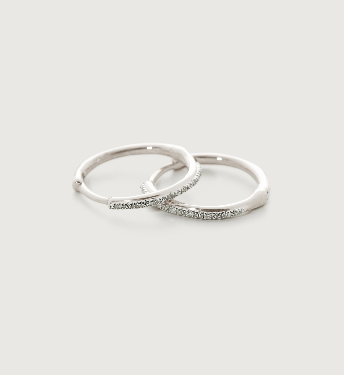 Riva Diamond Small Hoop Earrings in Sterling Silver and Diamond