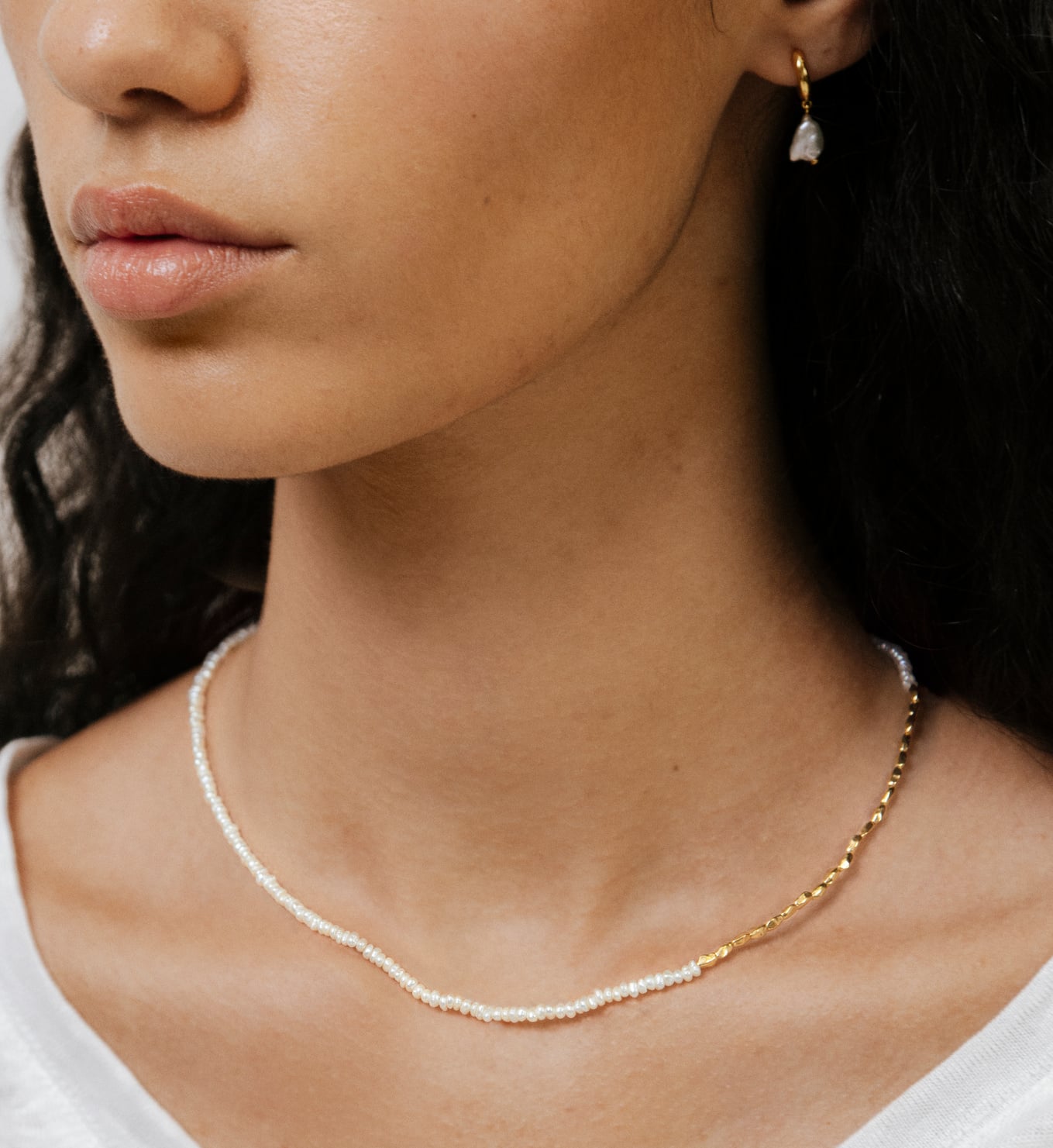 Mini Gold Hematite & Pearl Spacer Necklace