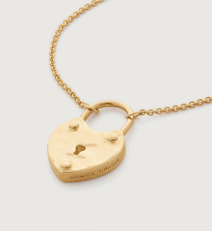 Heart Padlock Fine Chain Necklace 4146cm/1618' in 18k Gold Vermeil on