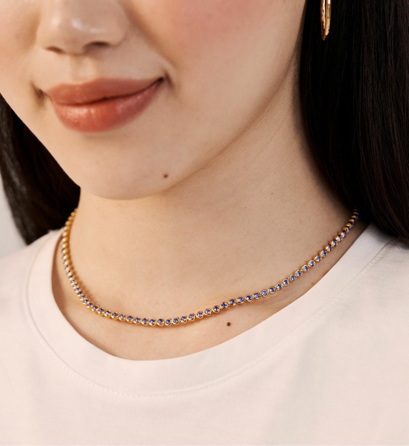The Purple Hoop Necklace in Gold (46cm) main image 1