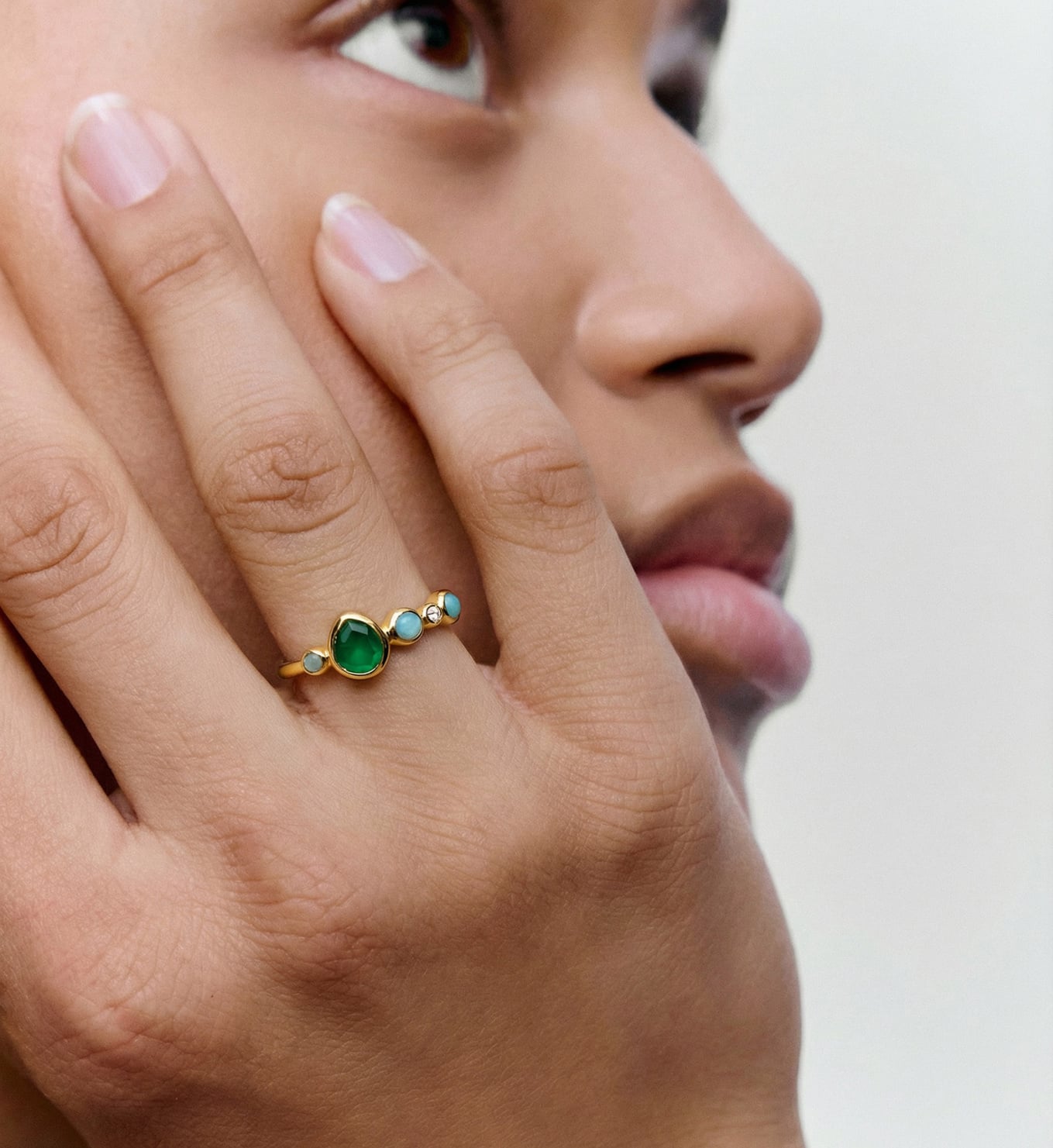 MV Siren™ Bezel Multi Gemstone Ring in 18k Gold Vermeil on Sterling ...