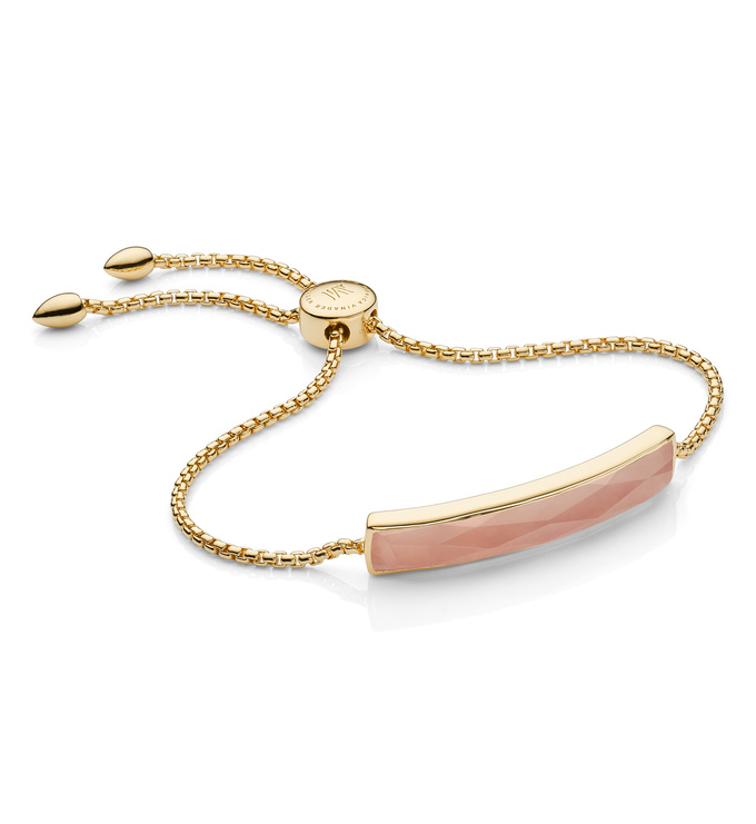 Gold Vermeil Baja Facet Bracelet - Rose Quartz - Monica Vinader