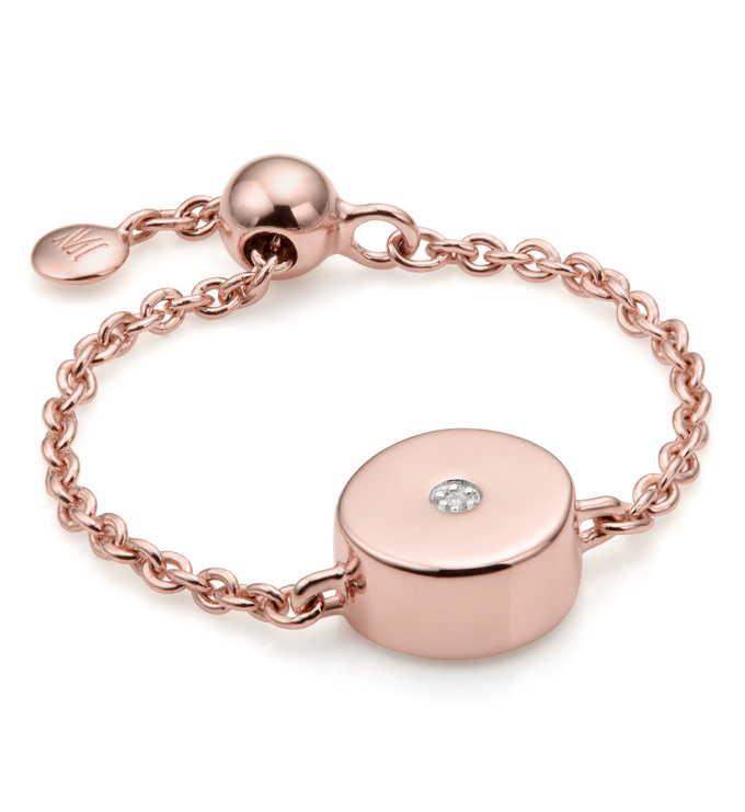 Linear Solo Adjustable Friendship Diamond Ring in 18ct Rose Gold