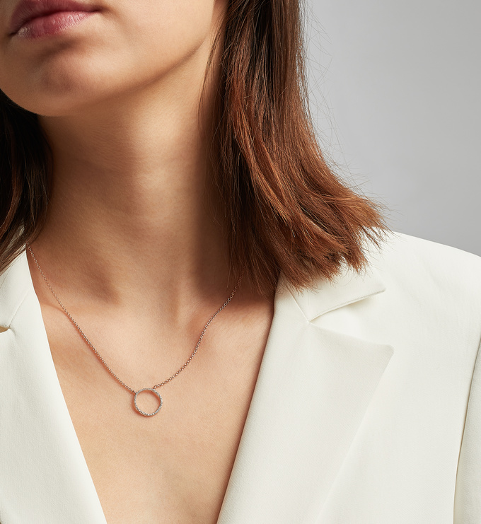 Rose Gold Vermeil Riva Circle Diamond Necklace - Diamond - Monica Vinader