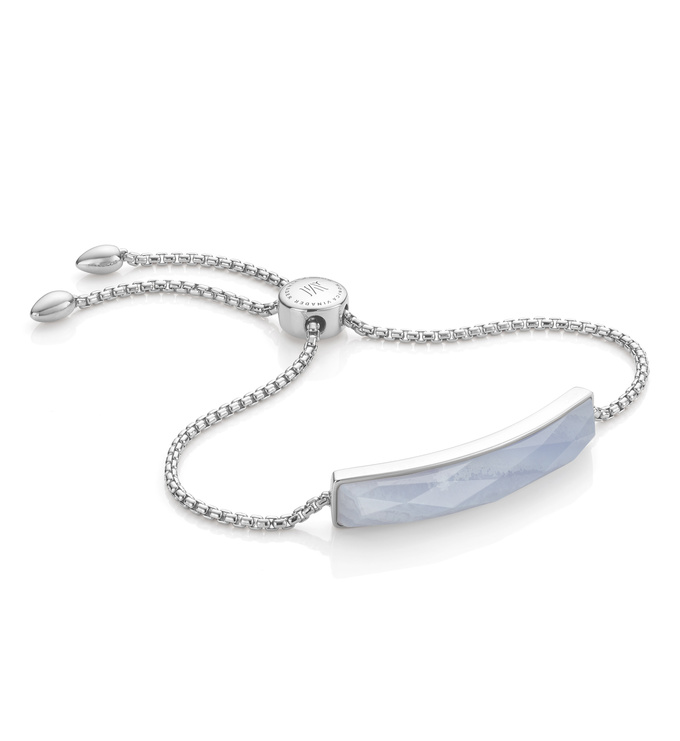 Sterling Silver Baja Facet Bracelet - Blue Lace Agate - Monica Vinader