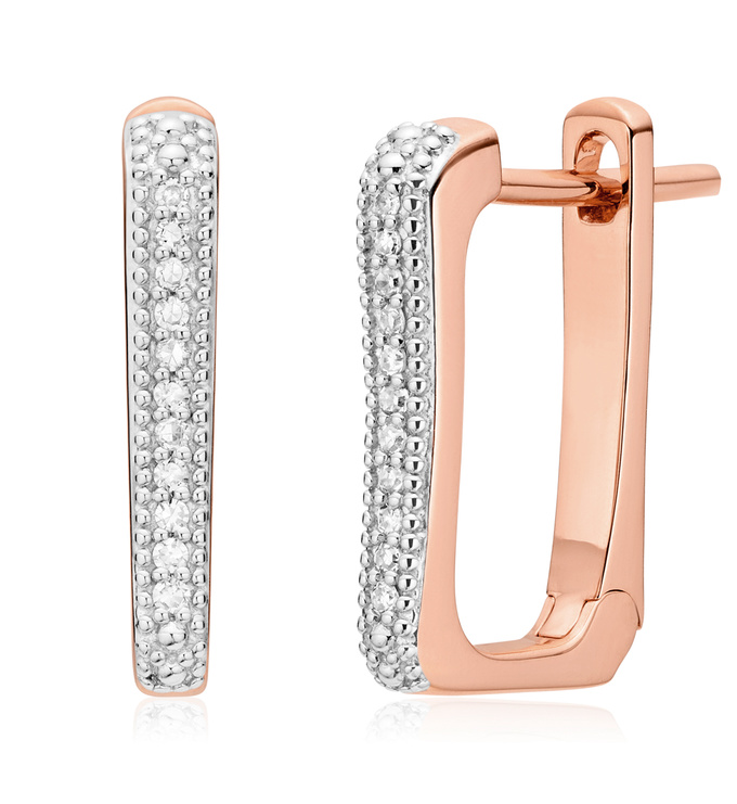 Rose Gold Vermeil Alta Capture Diamond Huggie Earrings - Diamond - Monica Vinader