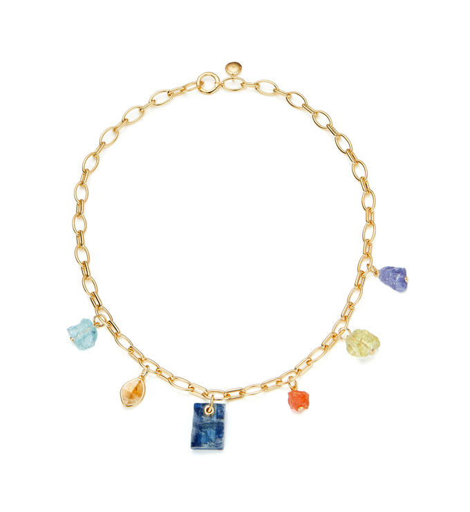 Gold Vermeil Gemstone Necklace - Mix - Monica Vinader