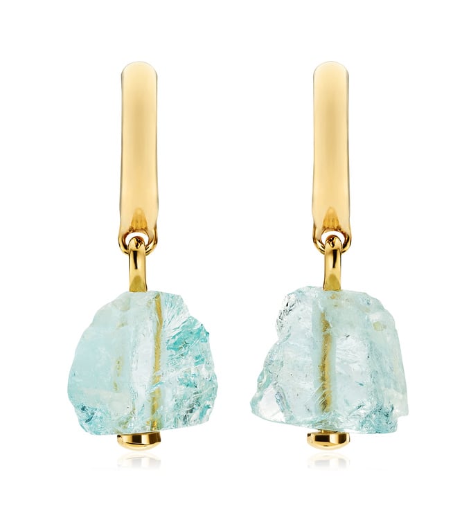 Gold Vermeil Gemstone Huggie Earrings - Aquamarine - Monica Vinader
