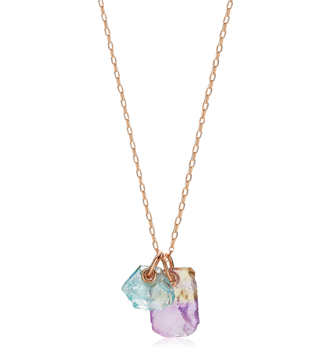 Rose Gold Vermeil Gemstone Double Pendant Adjustable Necklace - Monica Vinader