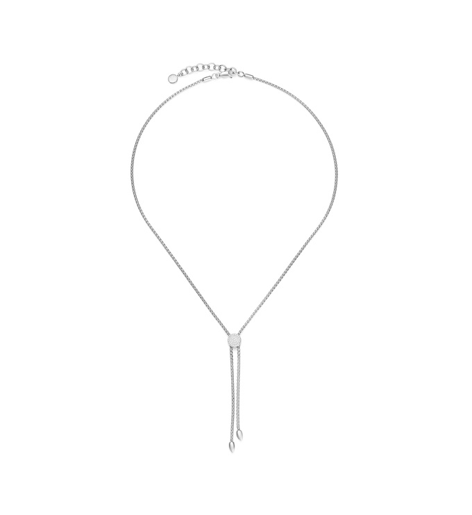 Sterling Silver Fiji Button Lariat Diamond Necklace - Diamond - Monica Vinader