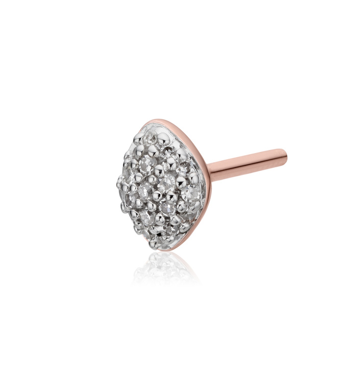 Rose Gold Vermeil Nura Mini Teardrop Stud Single Earring - Diamond - Monica Vinader
